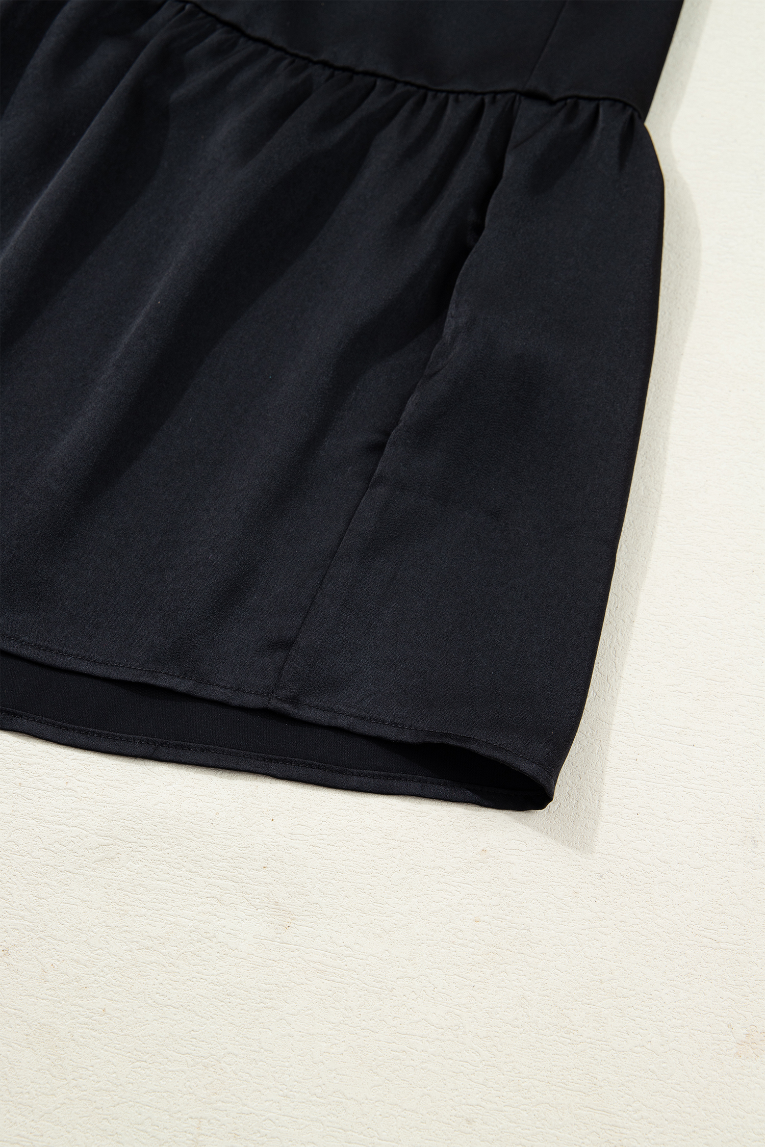 Black Flounced Bracelet Sleeve V Neck Tiered Maxi Dress