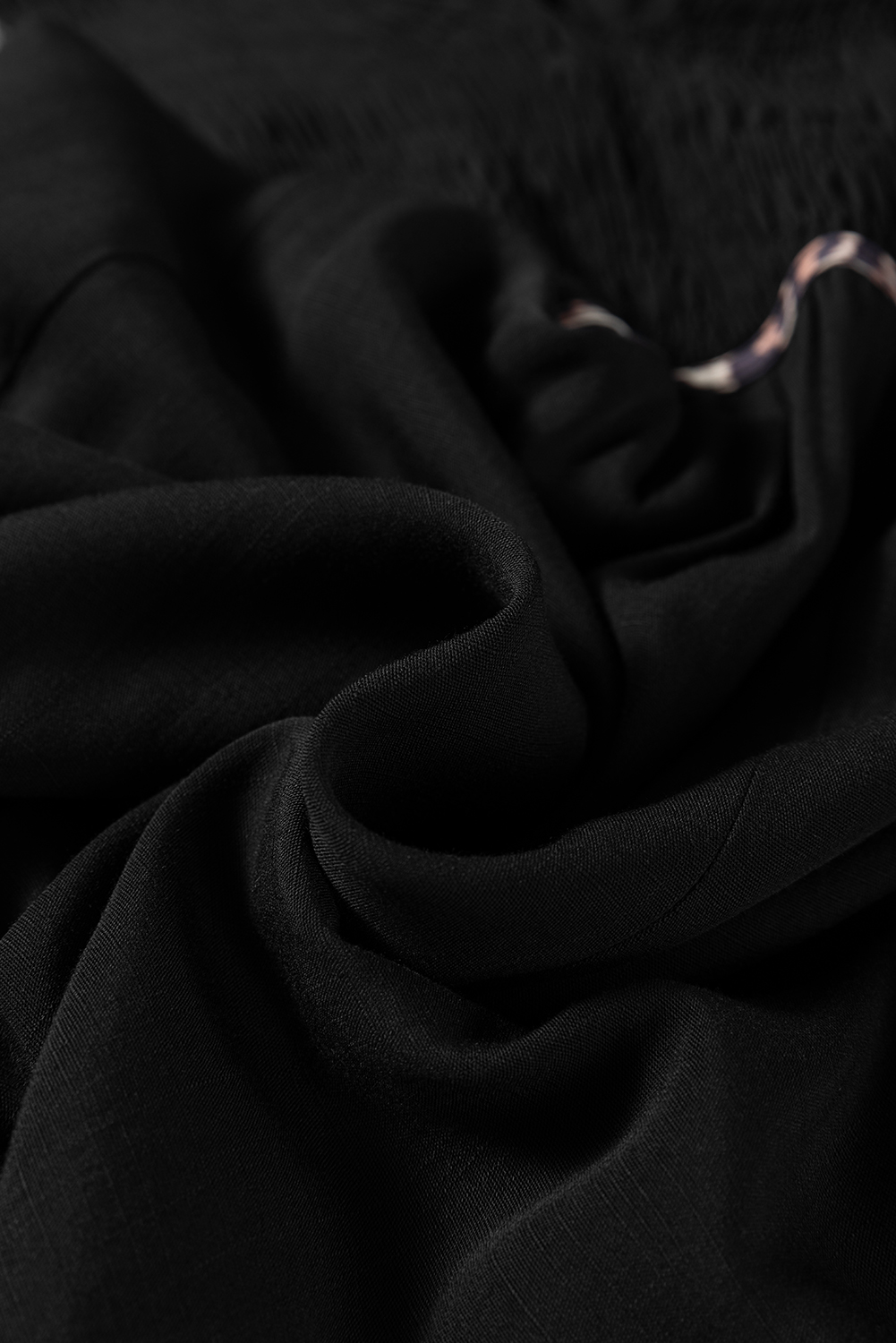 Four Leaf Clover Collared V Neck Smocked Detail Contrast Leopard Trim Bracelet Sleeve Long Dress