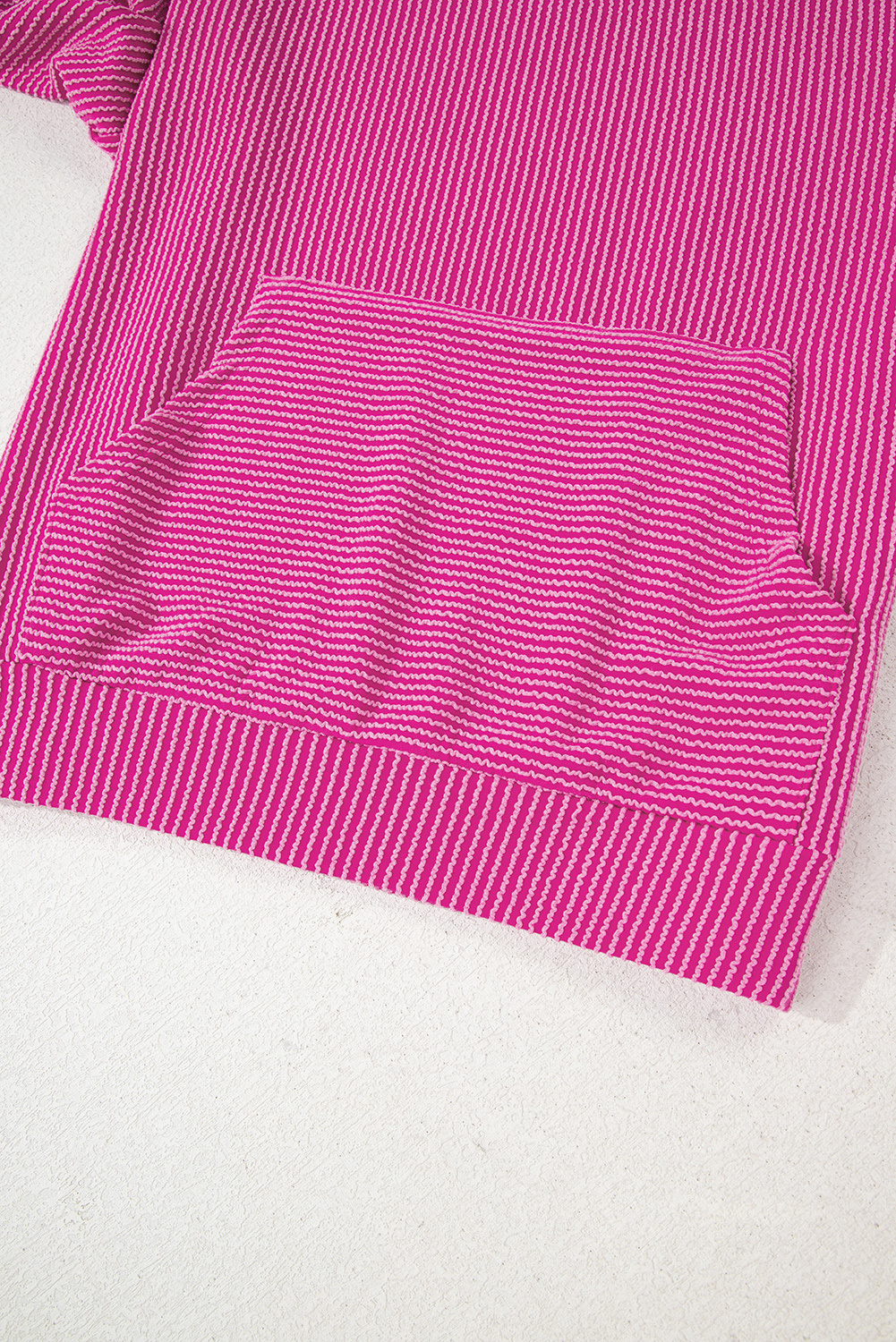 Smoke Gray Twisted Rib Texture Solid Hoodie