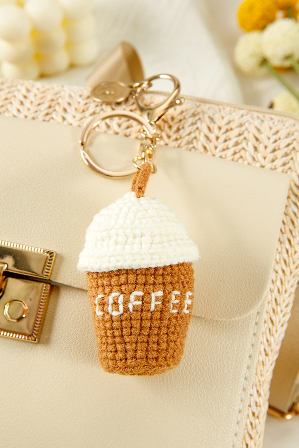 Thai Curry Crochet Coffee Pendent Keychain