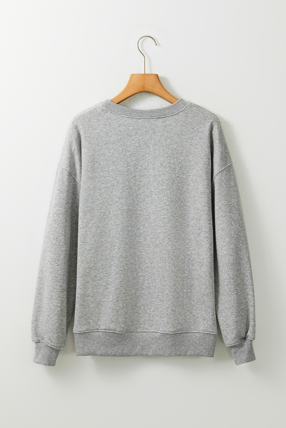 Gray Spooky Halloween Ghost Sequin Patched Sweatshirt