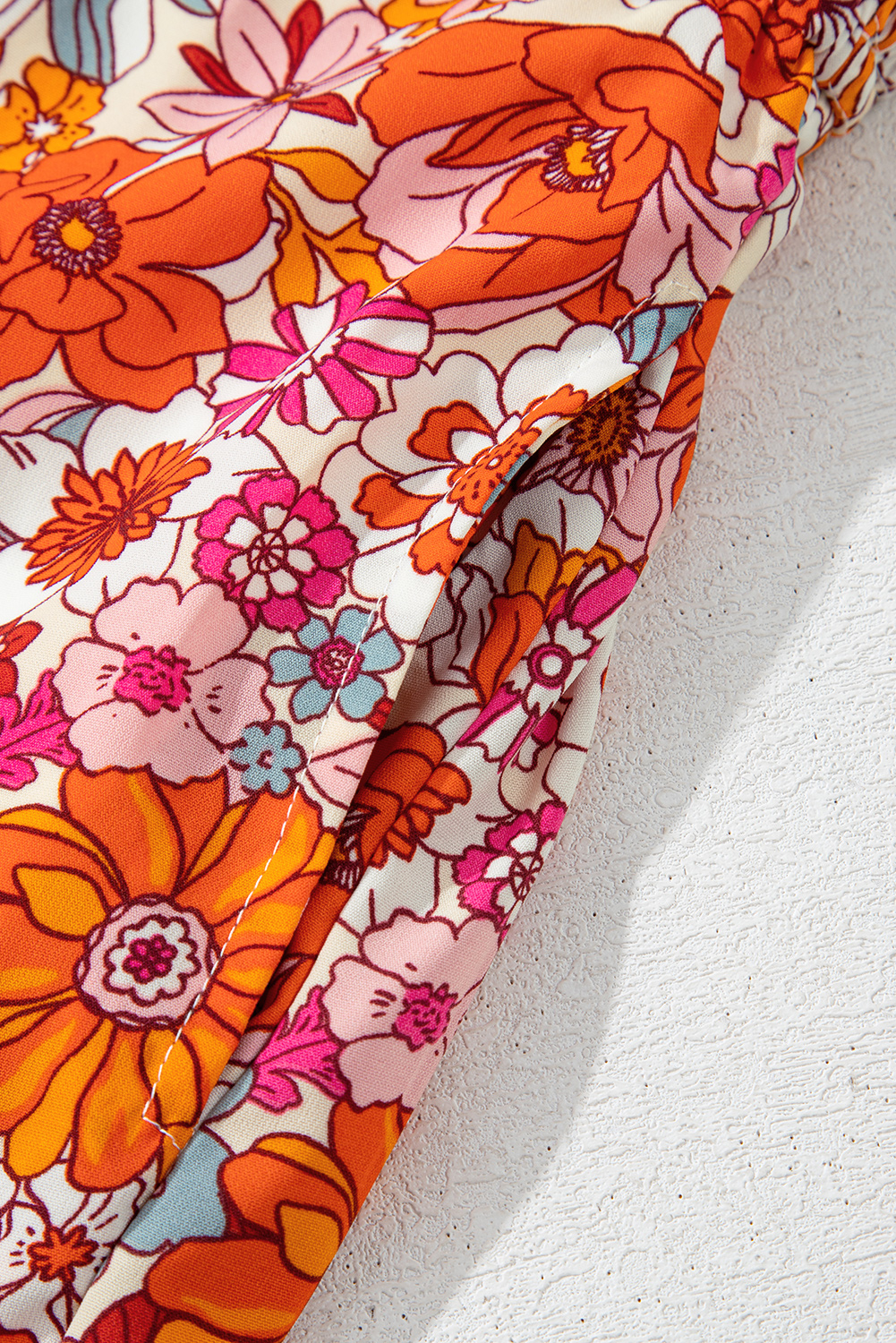 Red Boho Fashion Print Spaghetti Straps Drawstring Maxi Dress