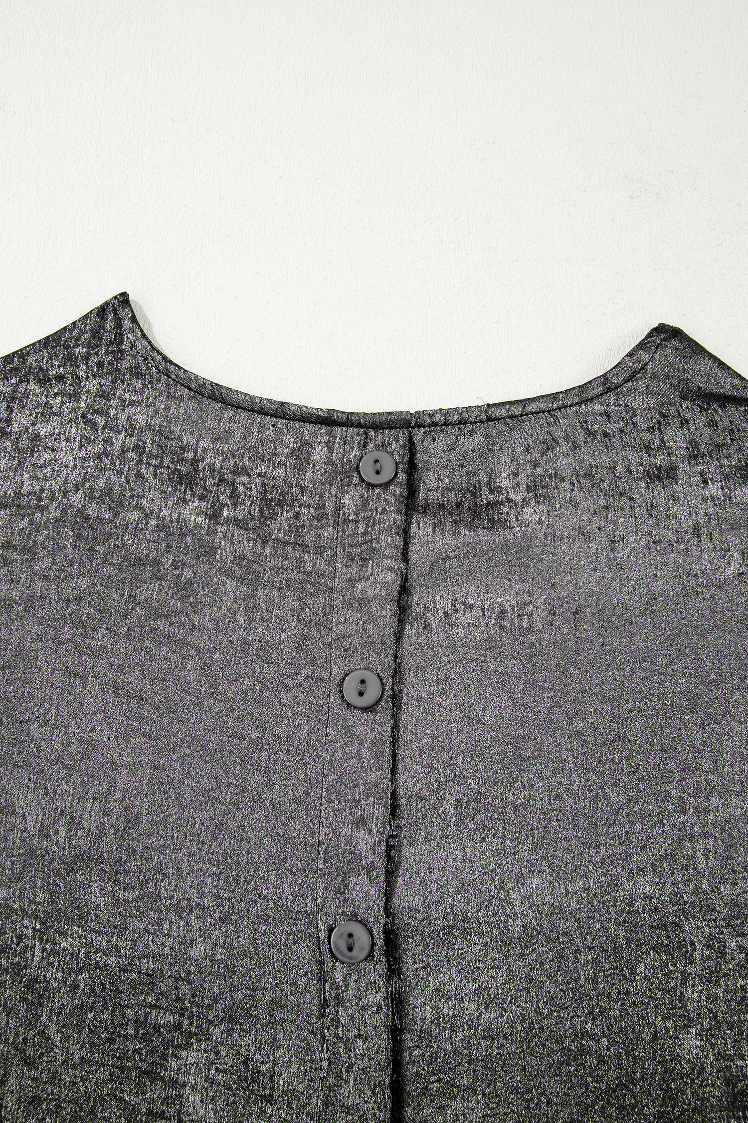 Apricot Metallic Round Neck Smocked Long Sleeve Blouse