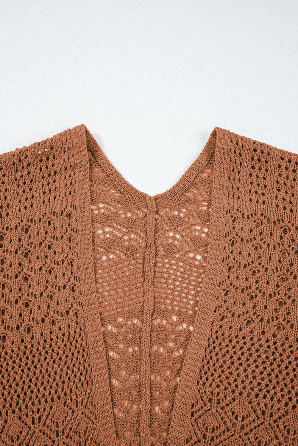 Redwood Burl Mixed Pattern Knitted Open Front Plus Cardigan