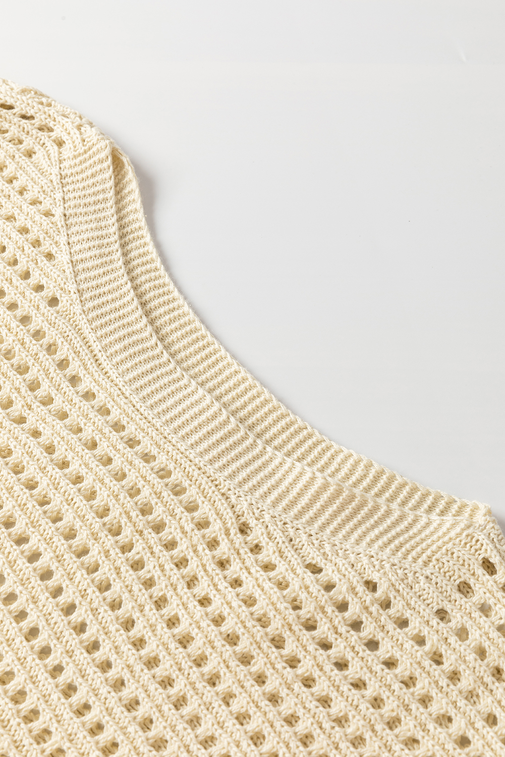 Apricot Open Knit Bracelet Sleeve Sweater