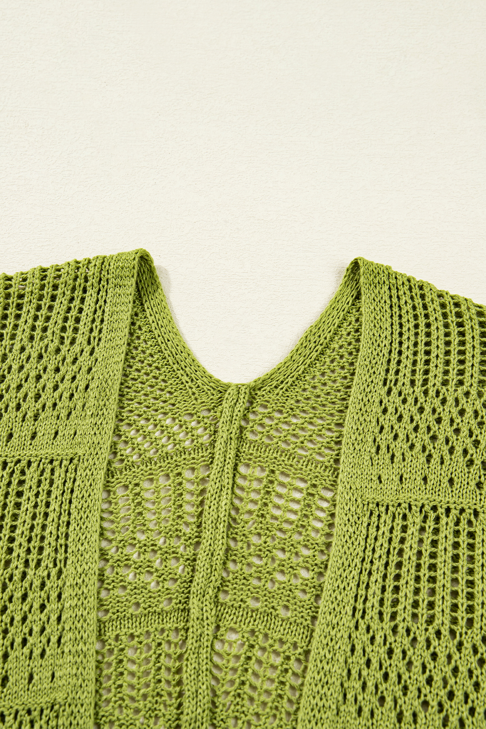 Spinach Green Oversize Crochet Knit Open Cardigan