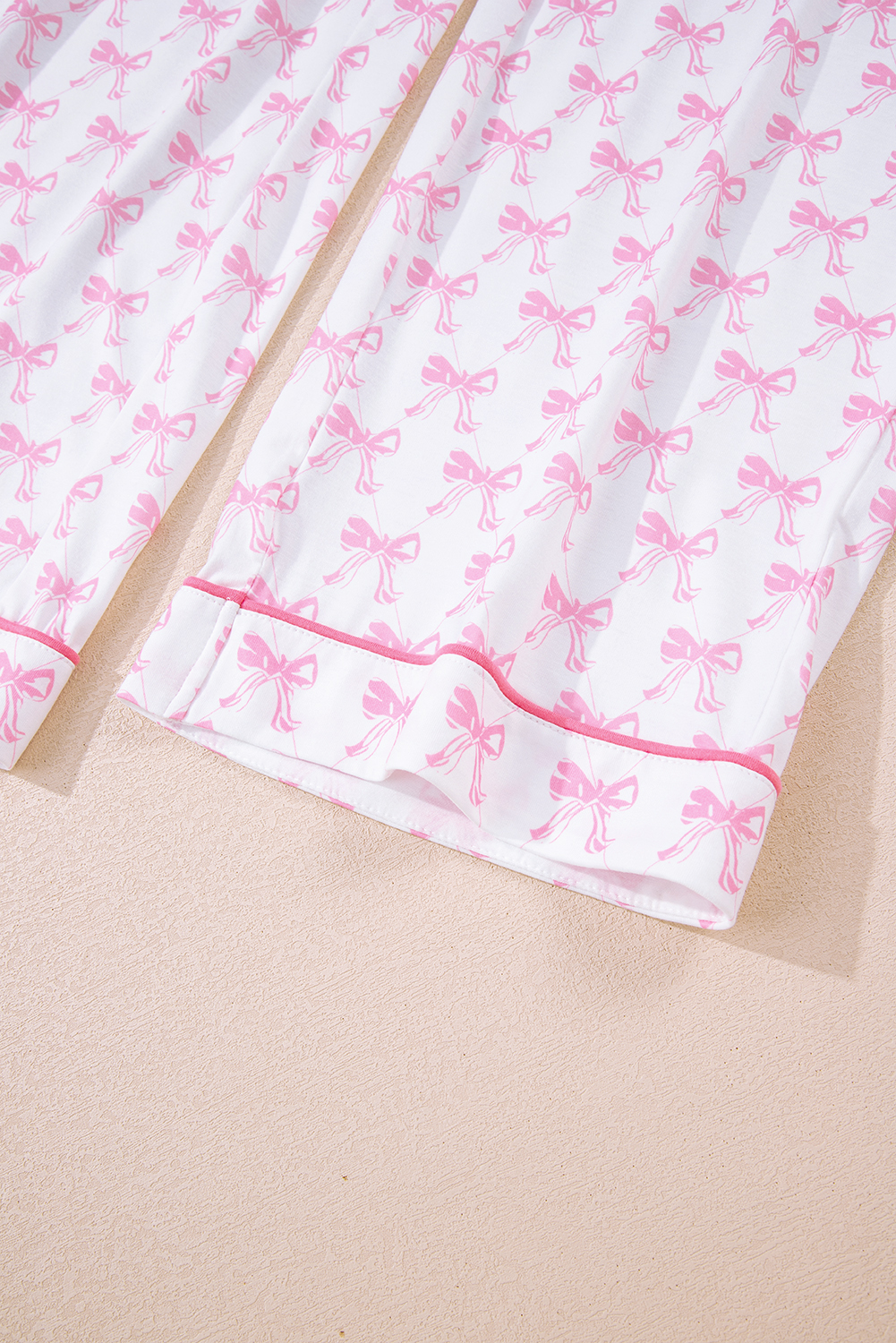 Sky Blue Bow Print Long Sleeve Shirt and Pants Soft Pajama Set