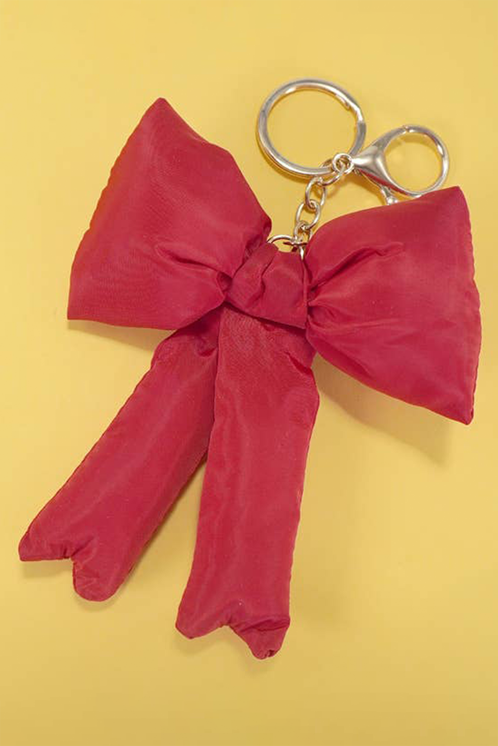 Pink Gingham Puffer Bow Knot Bag Pendant Keychain