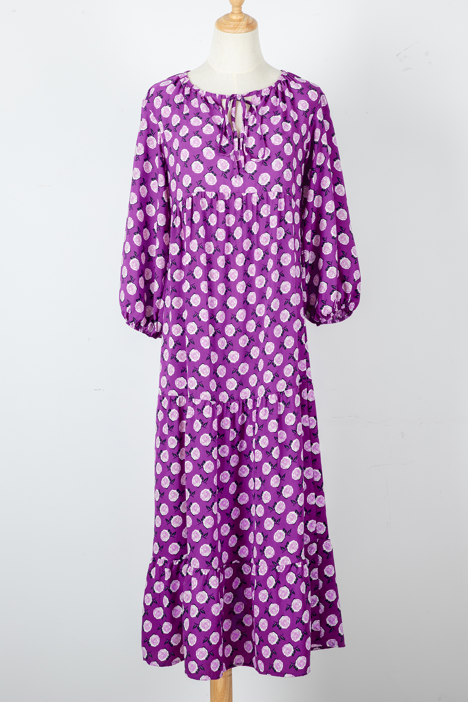 Sky Blue Boho Printed Half Sleeve Maxi Dress