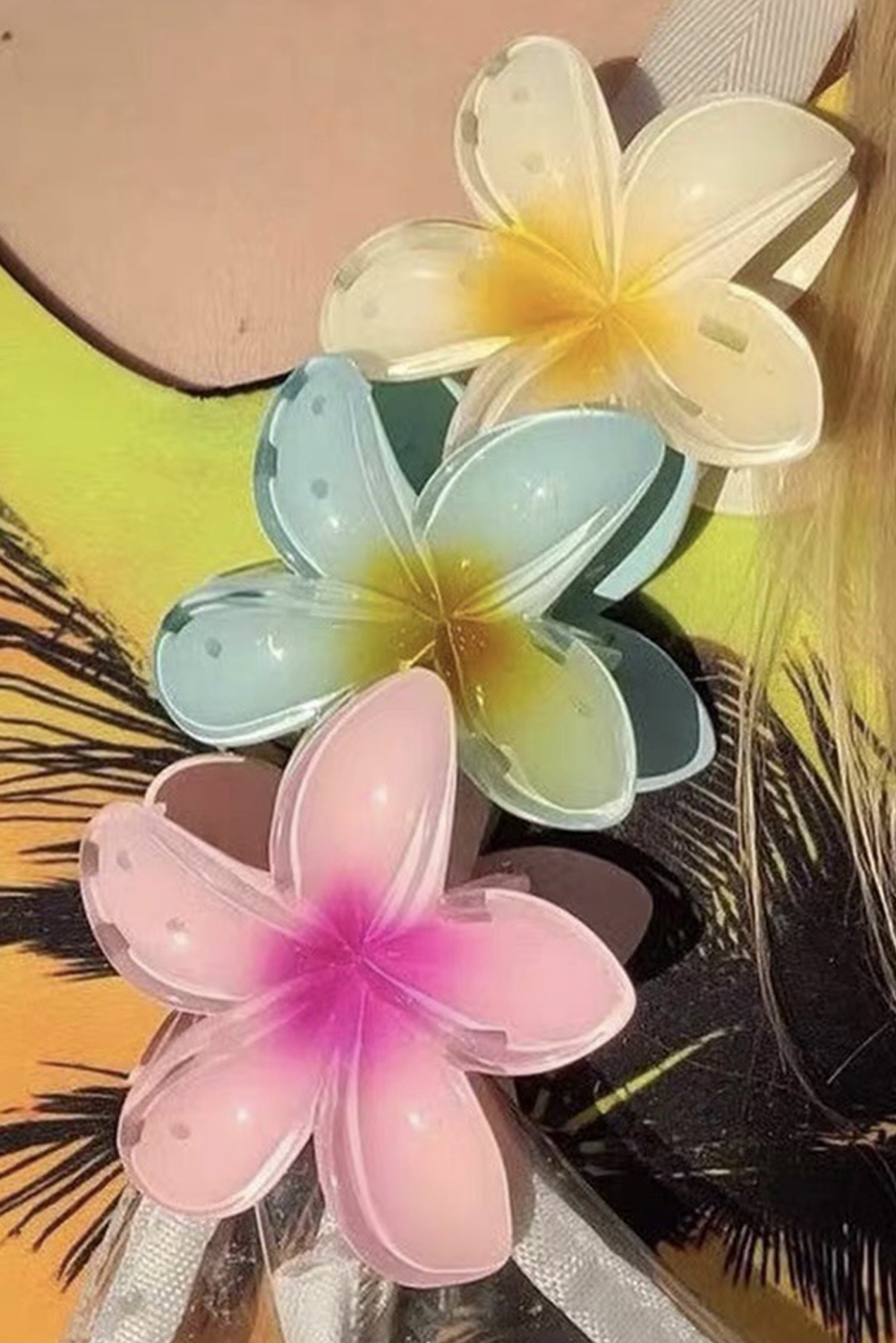 Yellow Frangipani Shape Acrylic Hair Clip