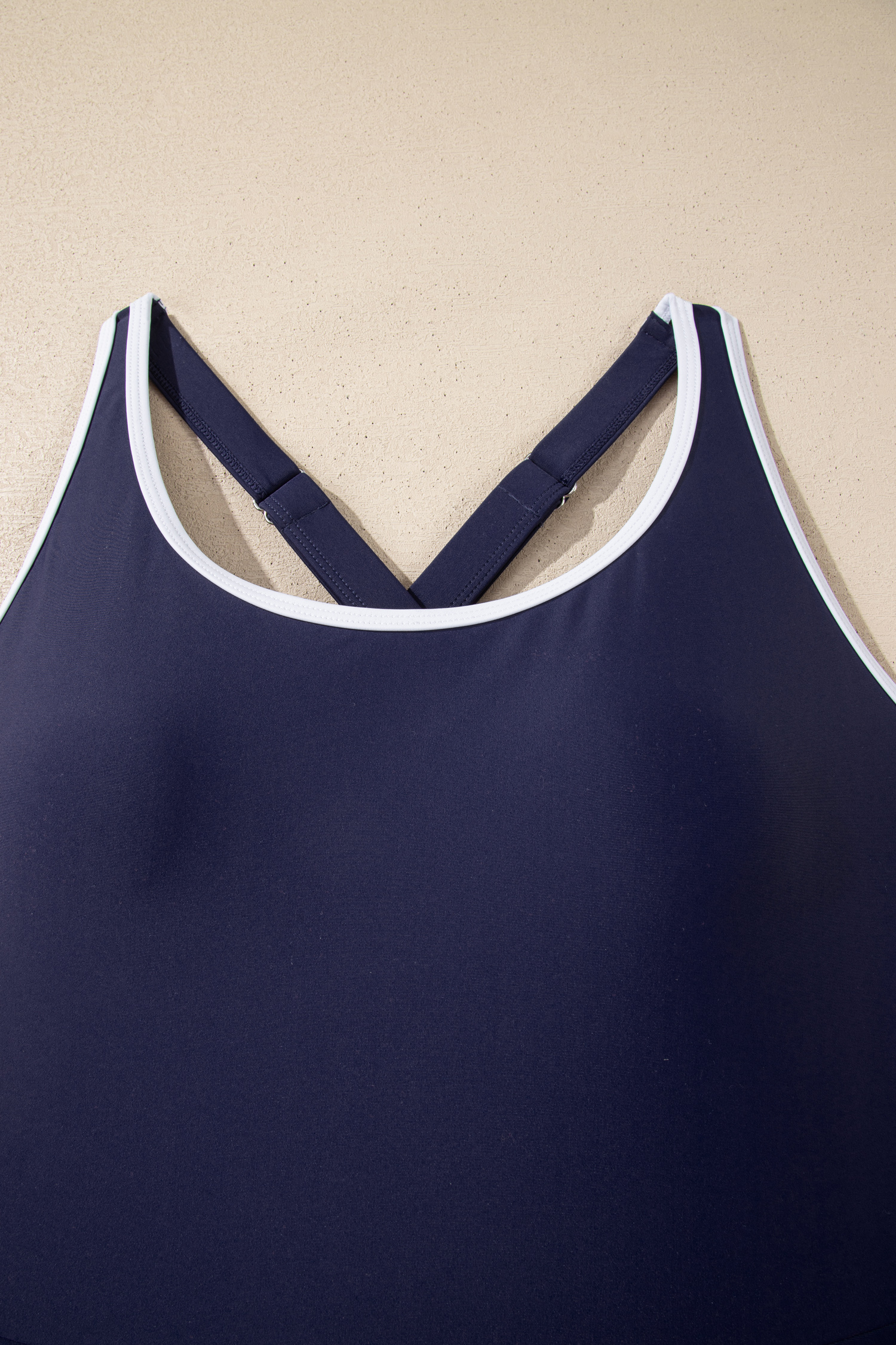 Bright Pink Contrast Edge Ruffled High Waist One Piece Swim Dress