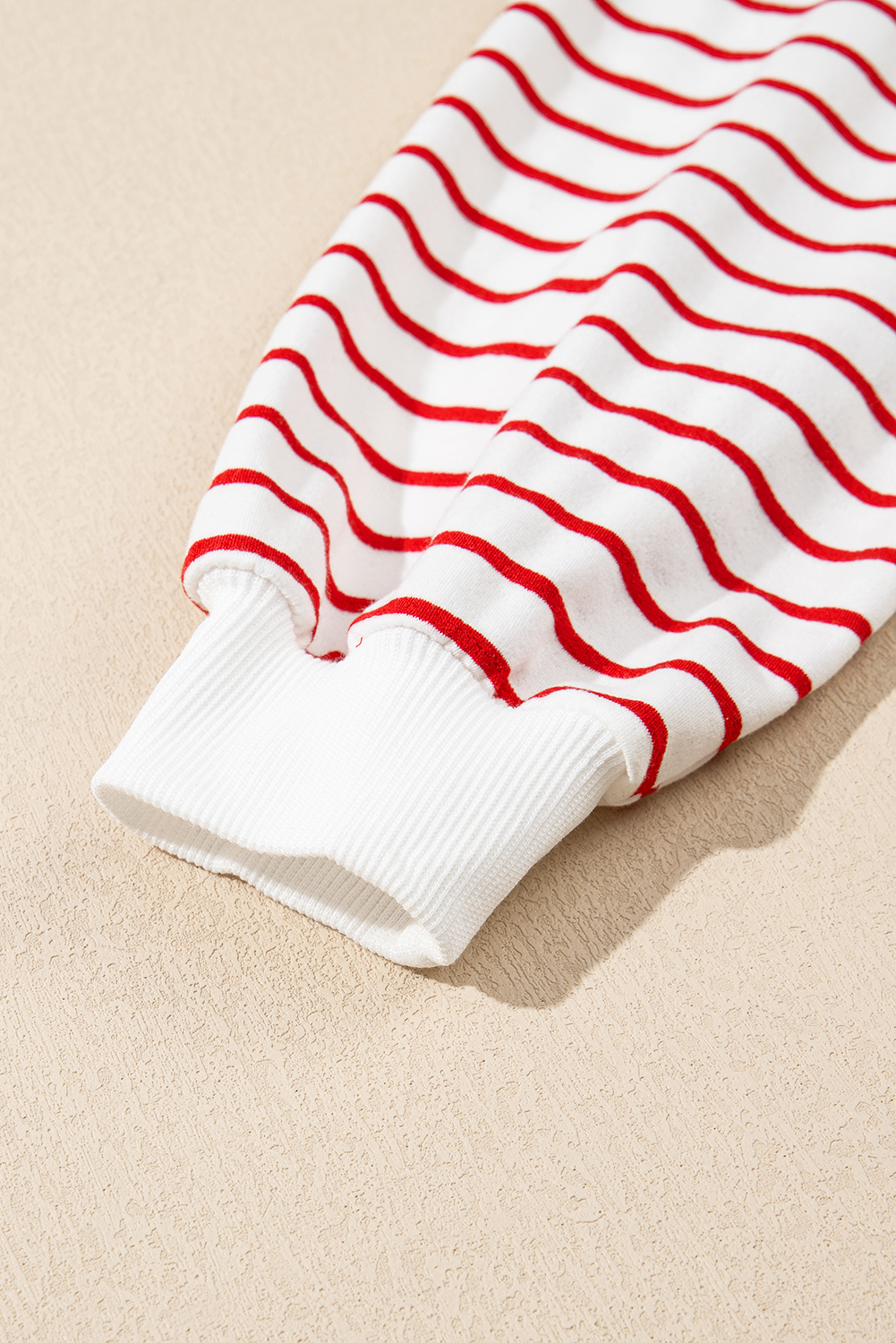 Burgundy Striped Long Sleeve Round Neck Loose Top