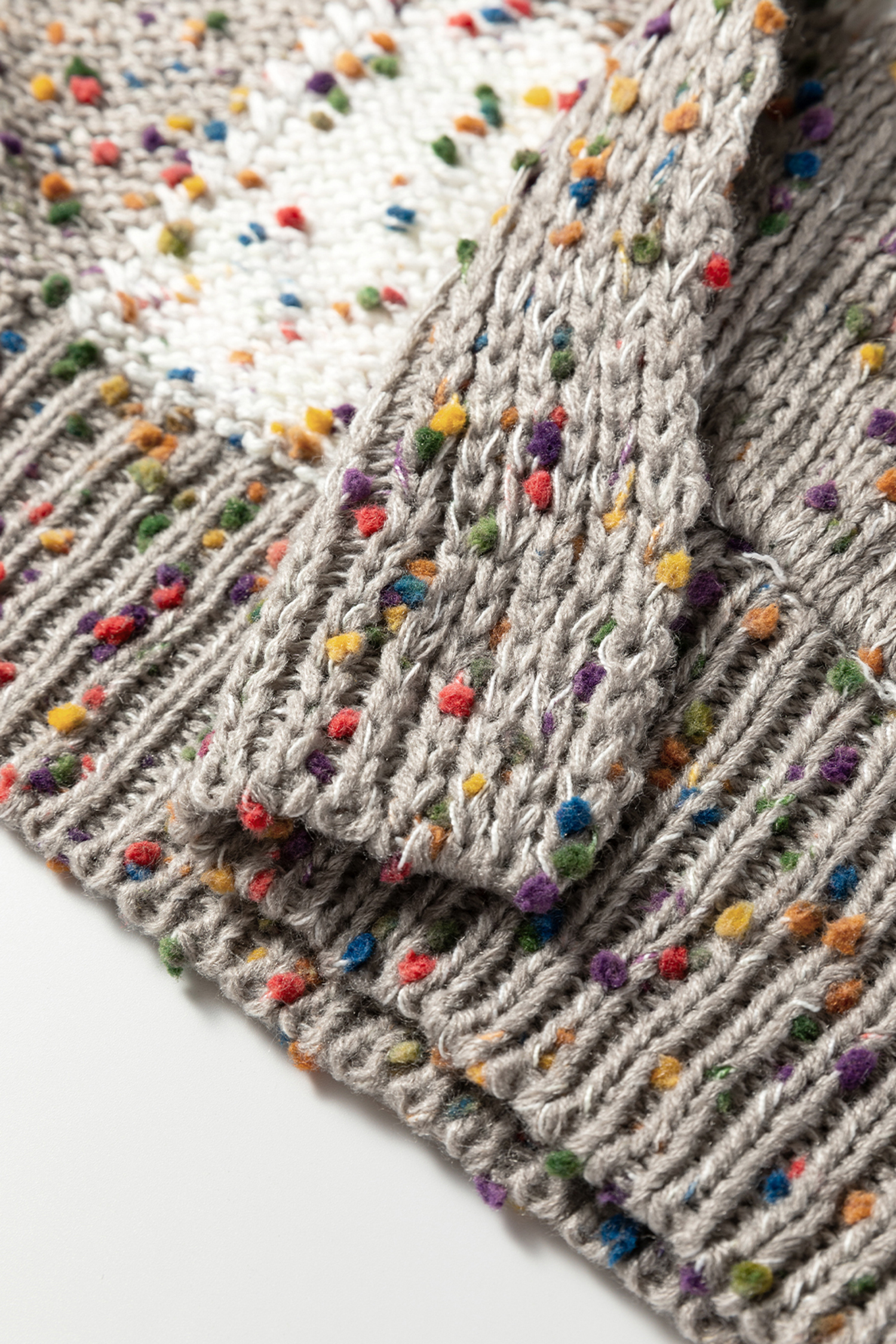 Brown Confetti Dot Checkered Print Open Cardigan with Pockets