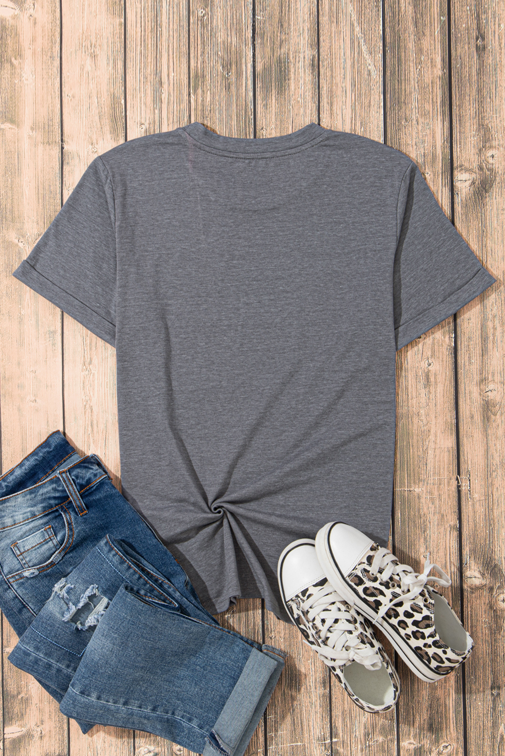 Gray American Heart July 4th Celebration Graphic T Shirt