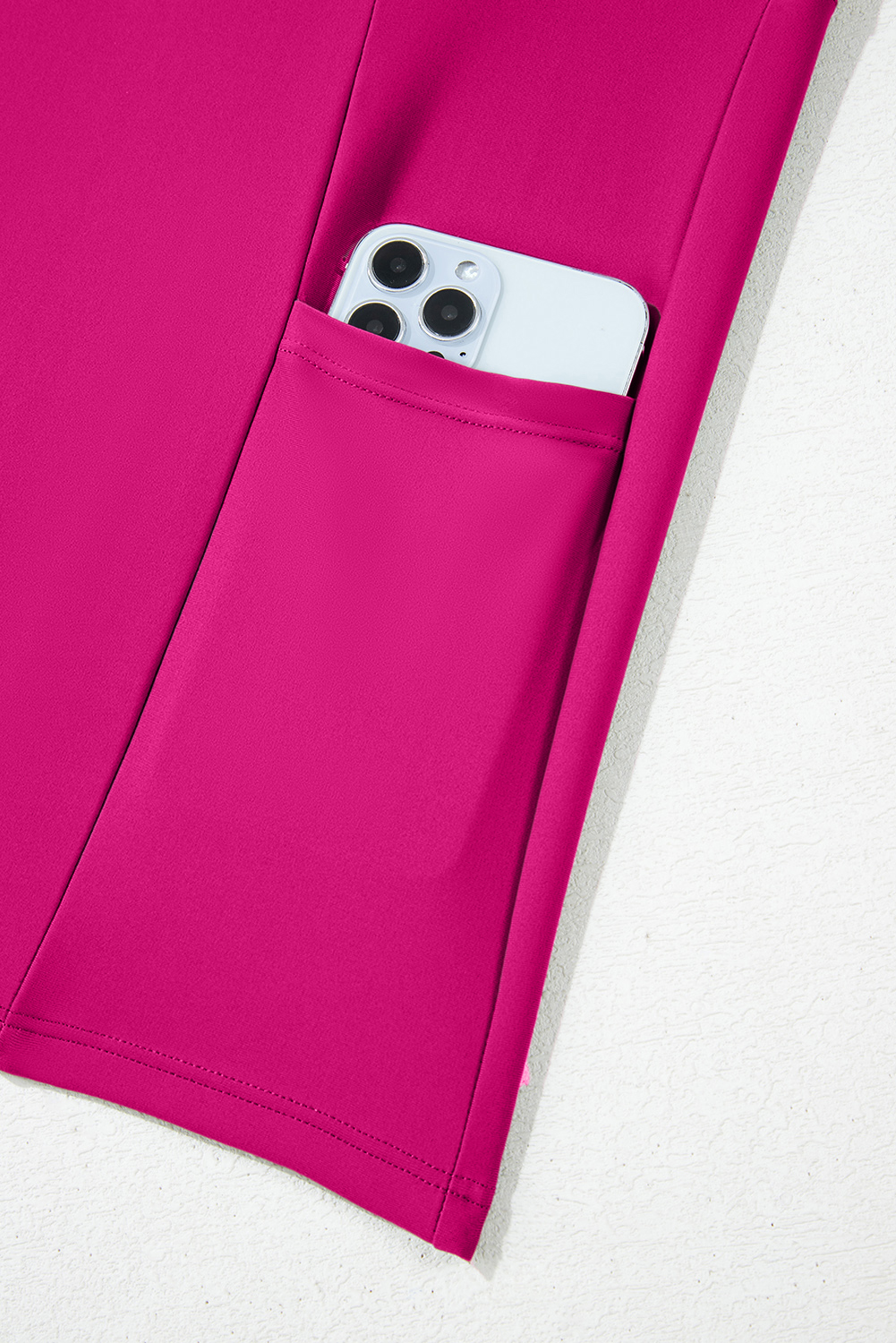 Bright Pink Contrast Edge Ruffled High Waist One Piece Swim Dress