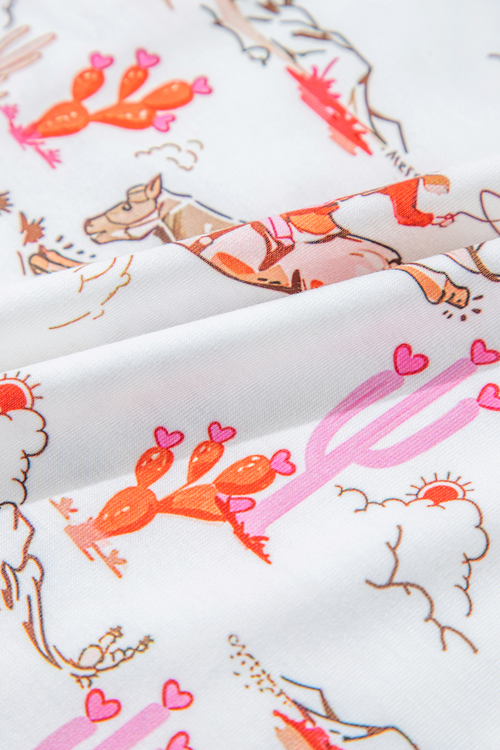 White Cowgirl Country Print Pajamas Set
