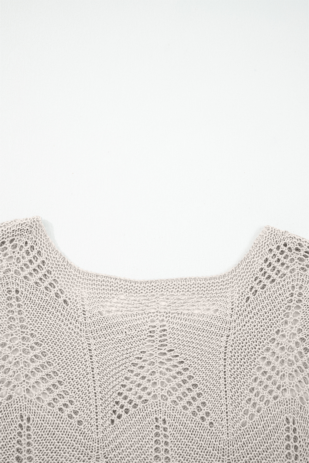 Navy Blue Hollow Out Knit 7/8 Sleeve Casual Sweater