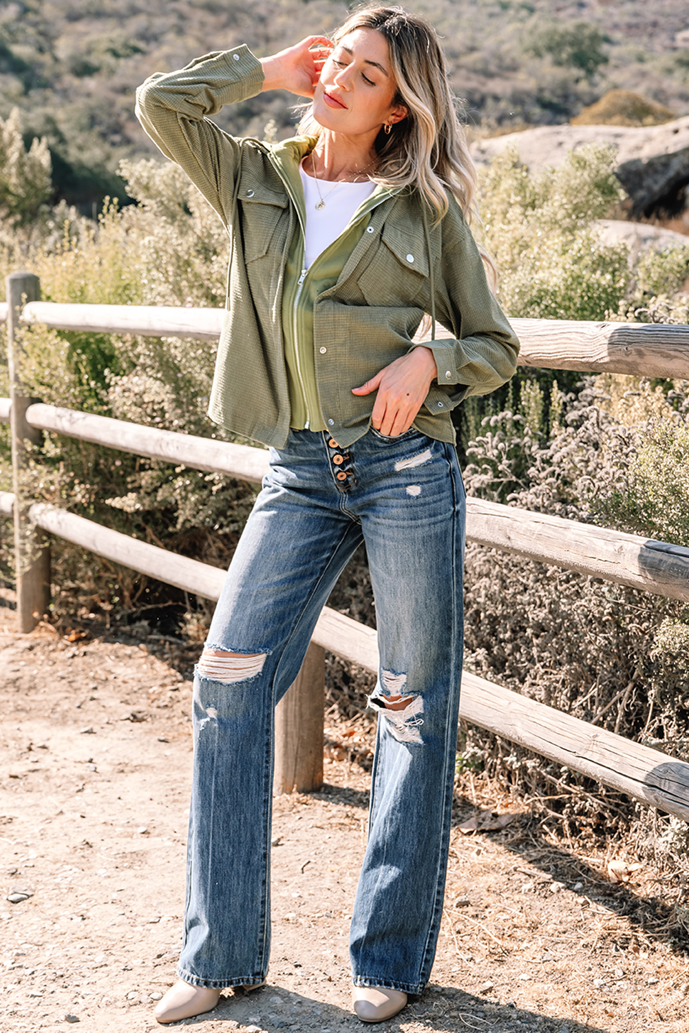 Sail Blue 2 in 1 Thermal Knit Textured Hooded Jacket