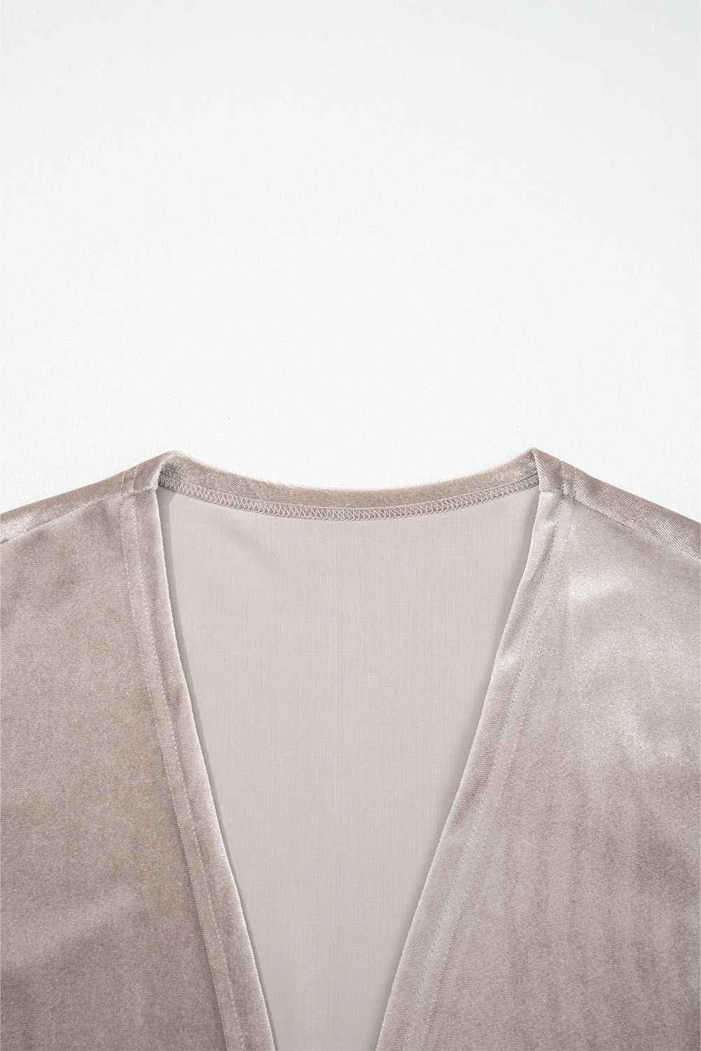 Smoke Gray 3/4 Sleeve Open Front Velvet Kimono