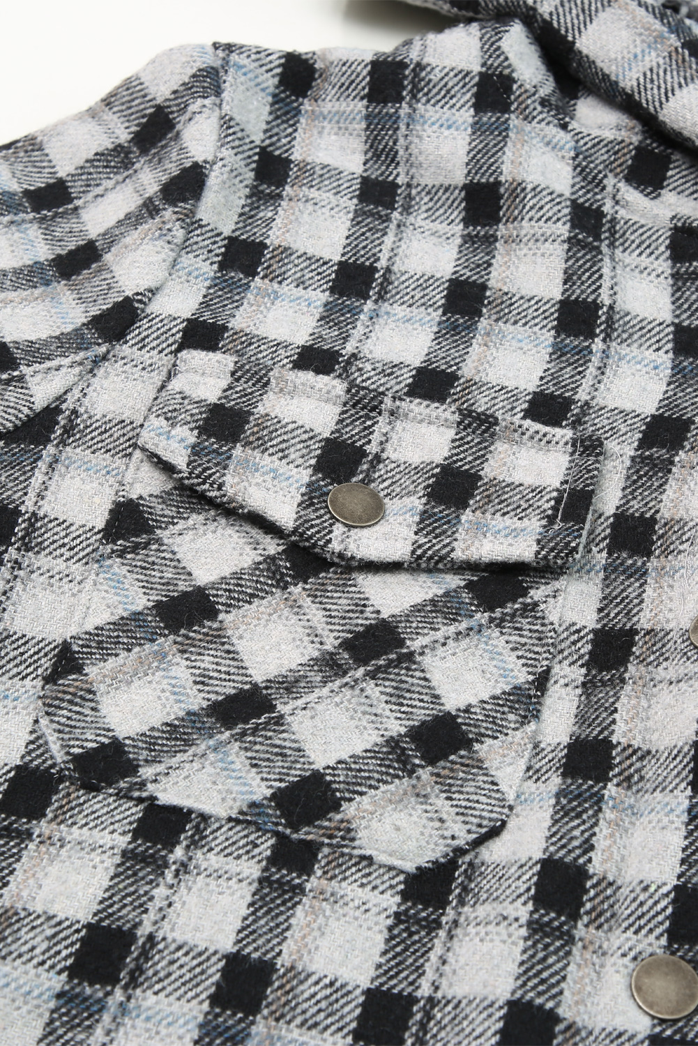 Black Plaid Pattern Sherpa Lined Hooded Shacket