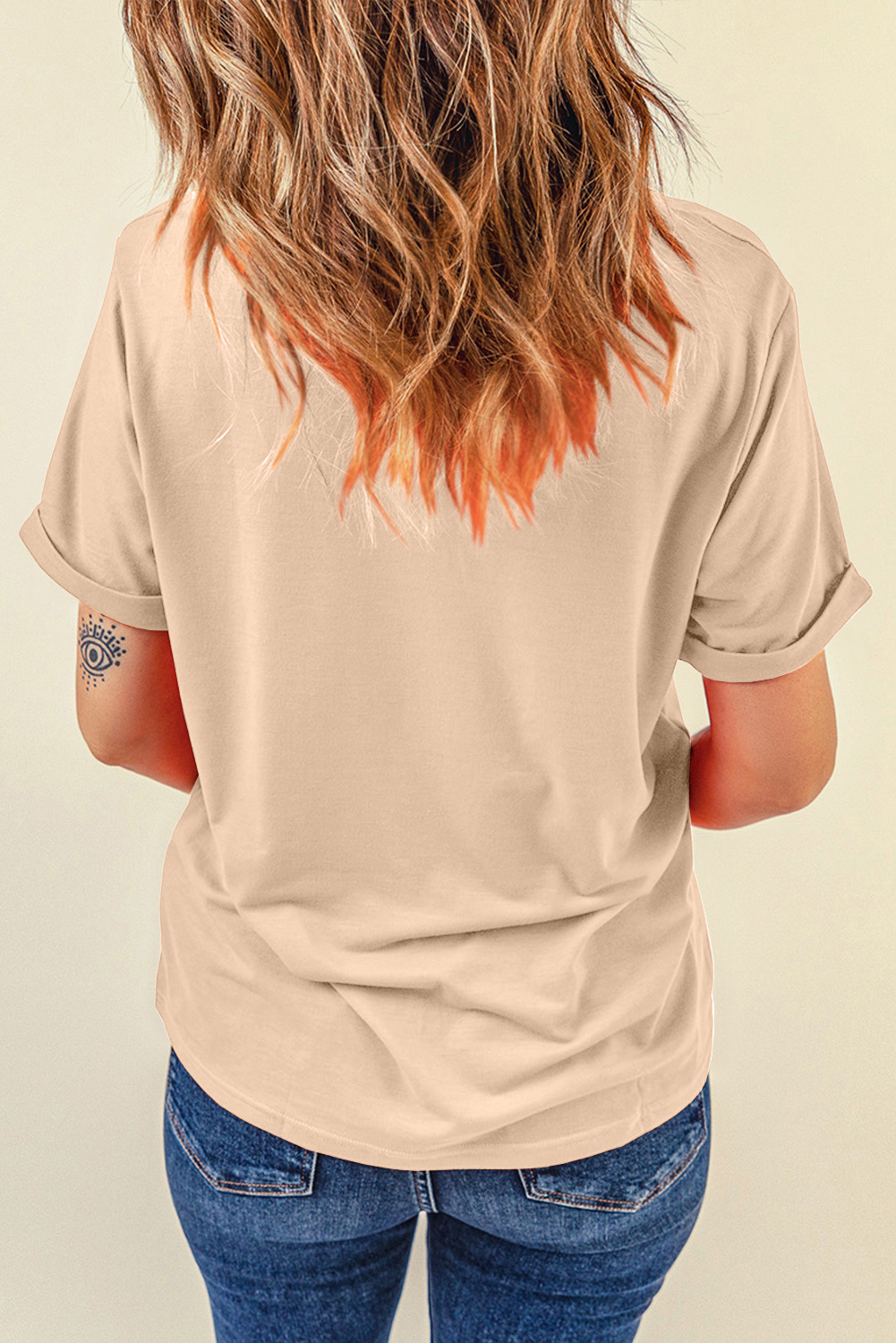 Gray Blooming USA Flag Print Casual T Shirt