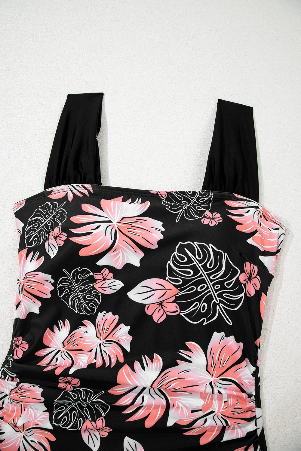 Black Square Neck Ruched Tommy Control One Piece Swimsuit