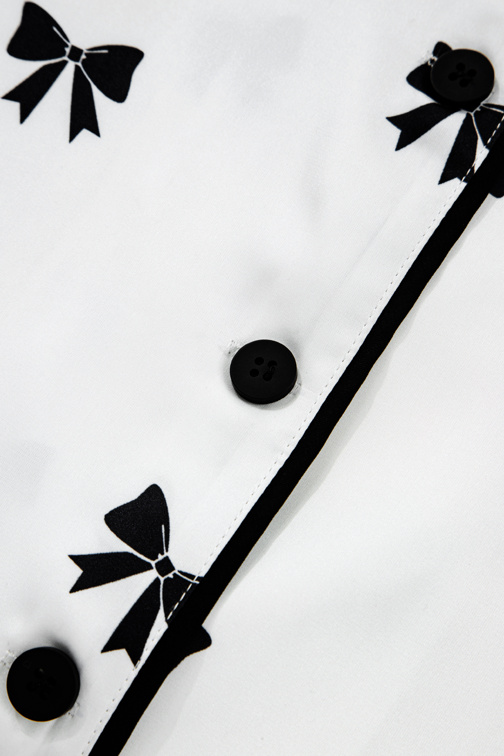 White Bows Print Two Piece Sleepwear