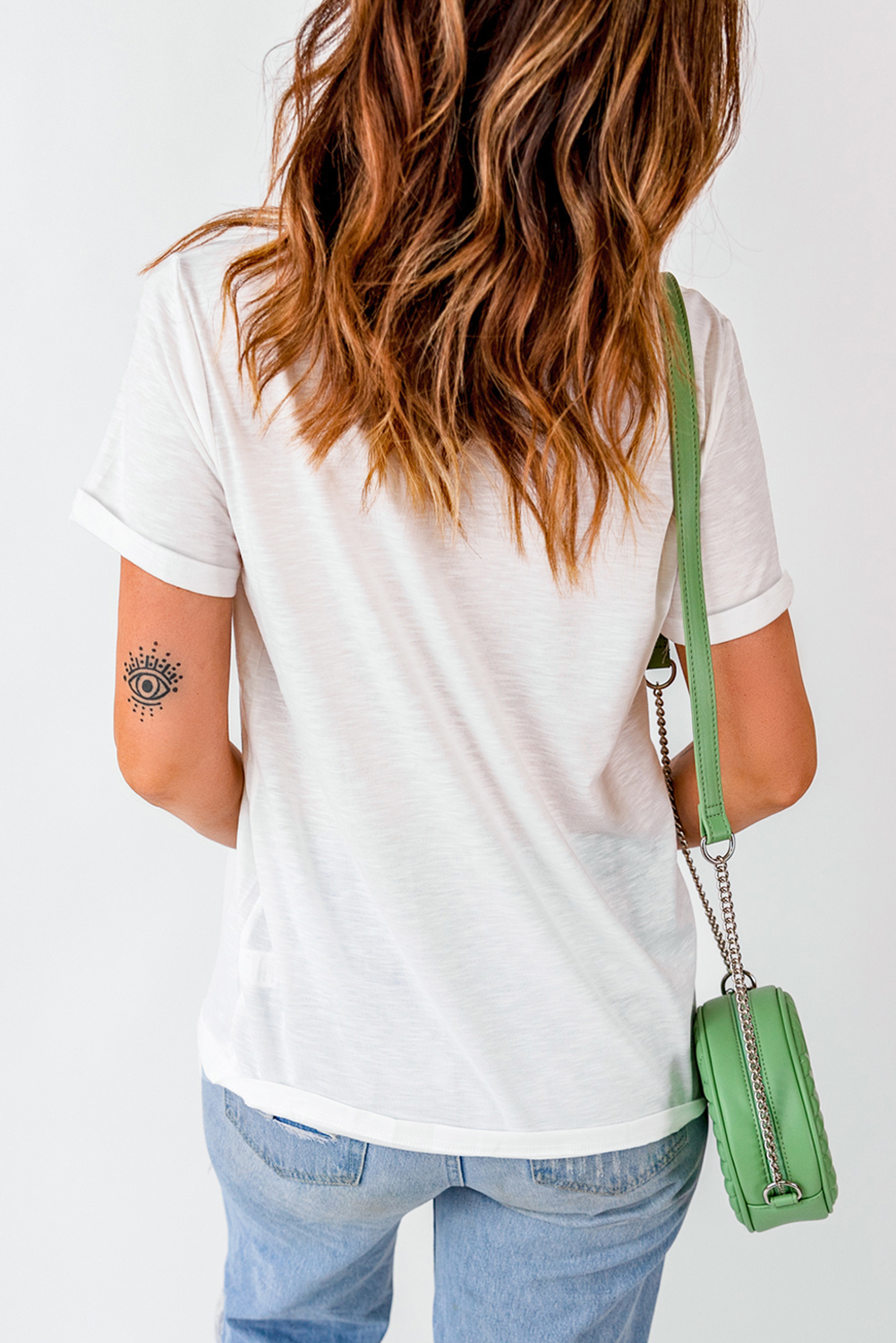 White Funky America Letter Bow Printed T Shirt