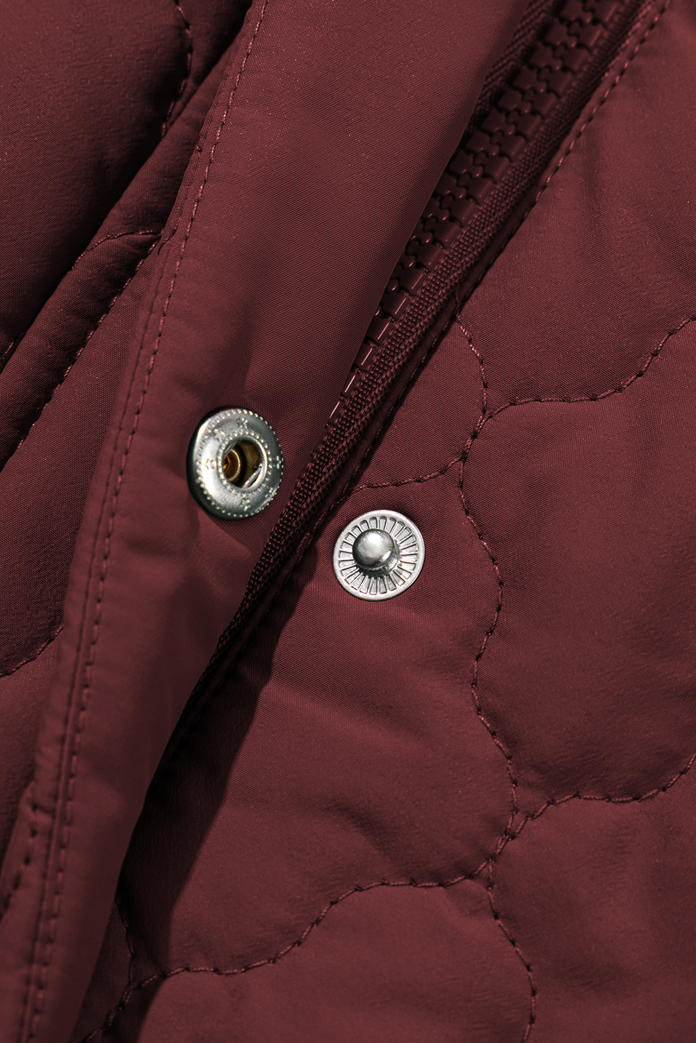 Wild Ginger Flower Shape Quilted Snap Button Zip Up Winter Vest