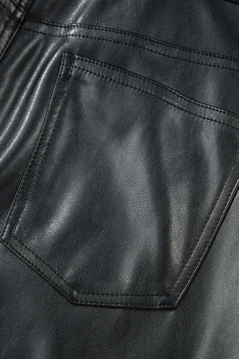 Black Faux Leather Side Slit Maxi Skirt