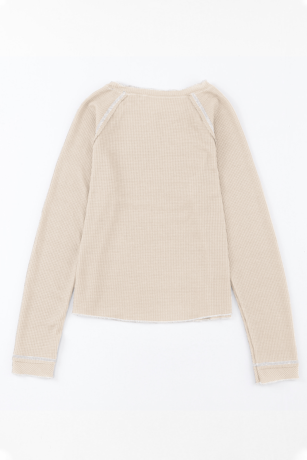 Smoke Gray Textured Round Neck Long Sleeve Top