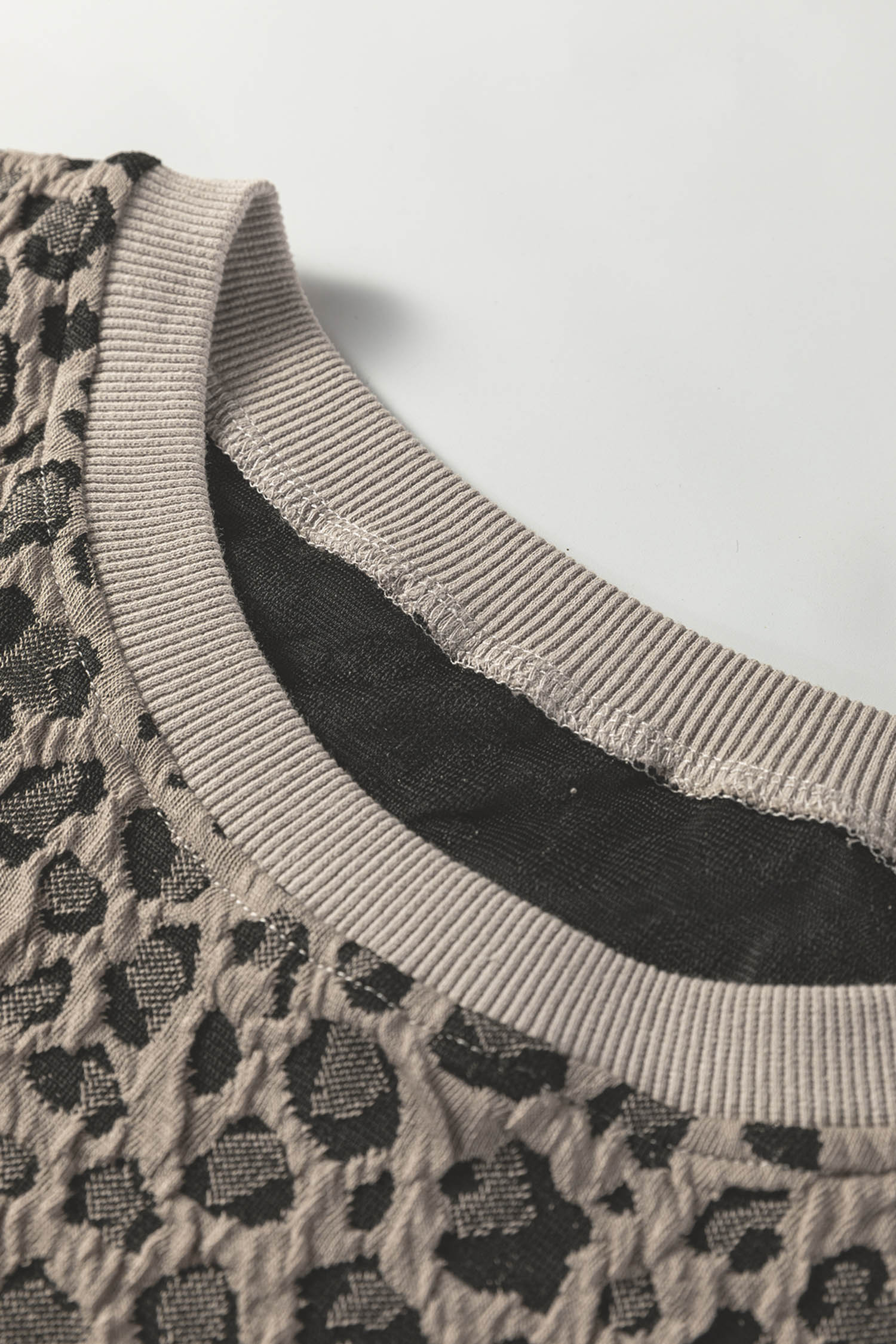 Beige Zip up Collared Leopard Cap Sleeve Top