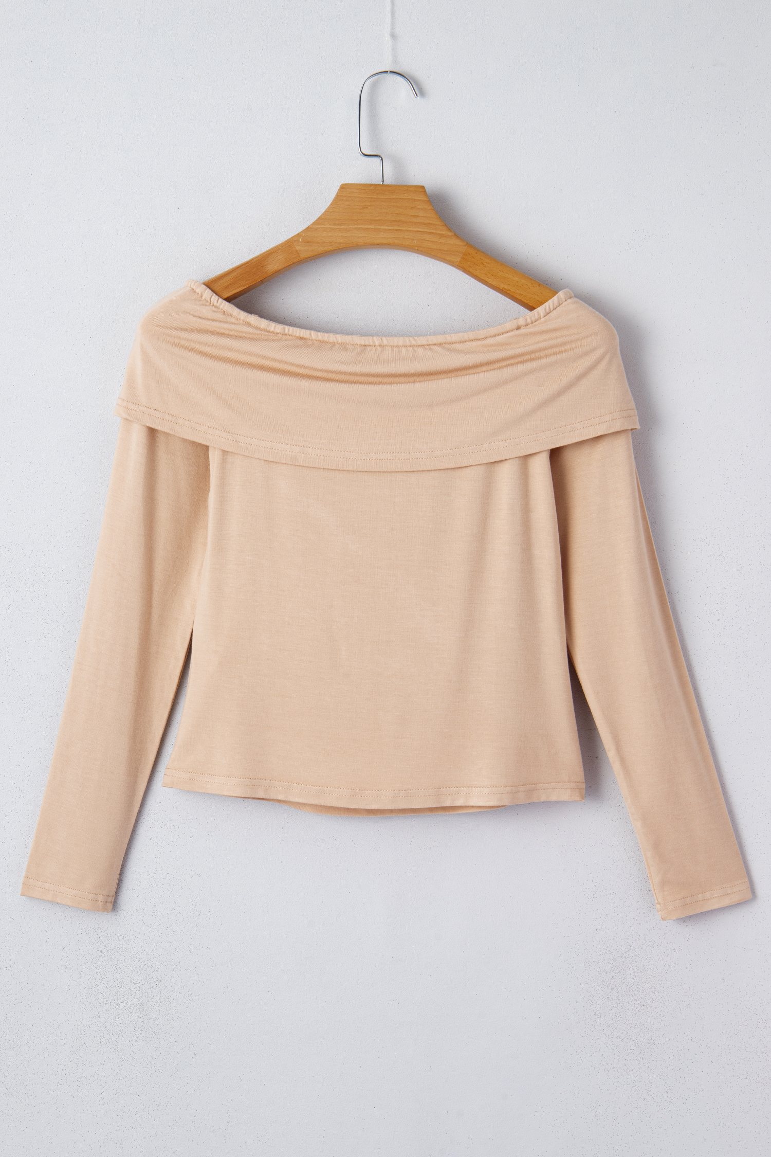Fiery Red Foldover Off Shoulder Long Sleeve Slim Top