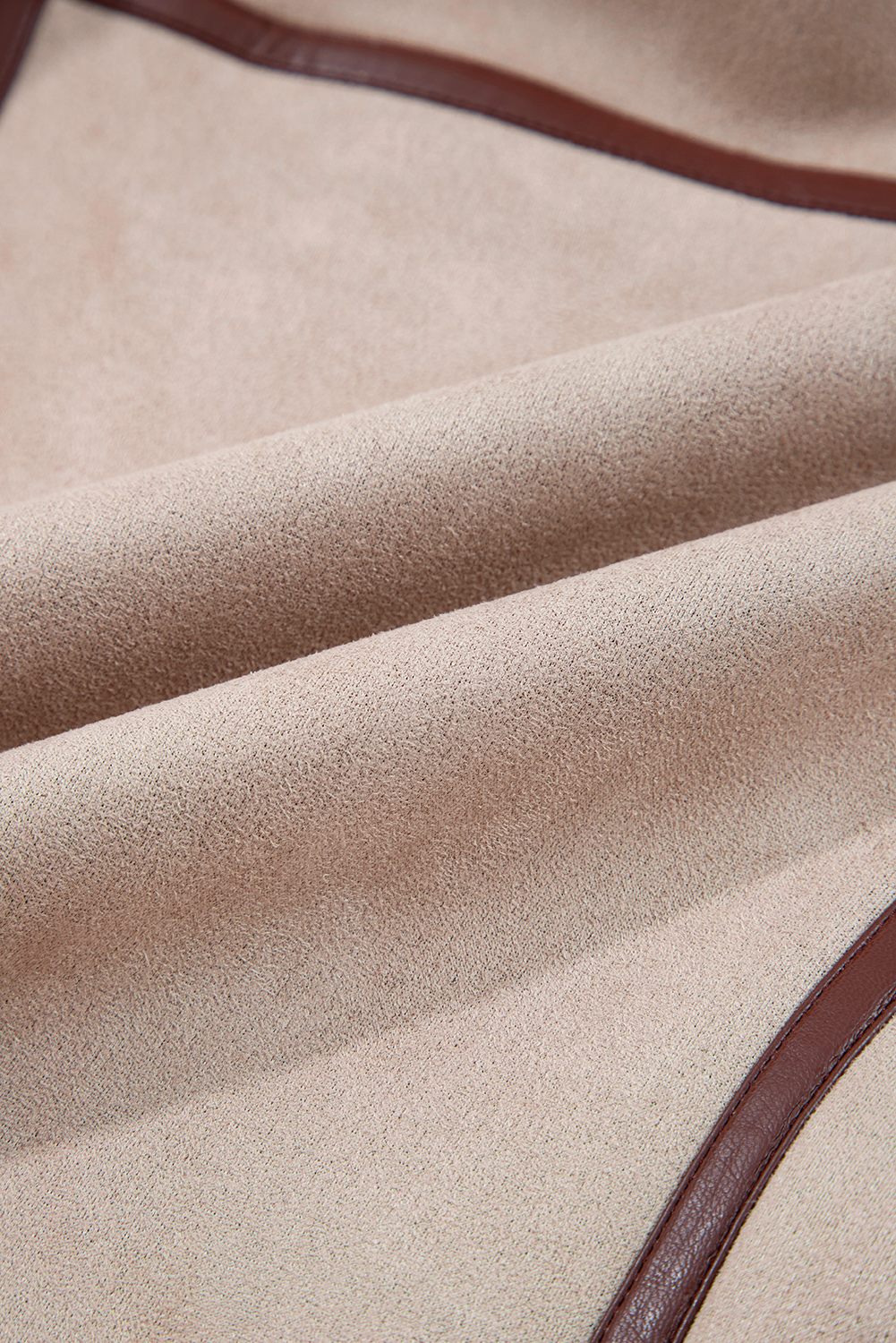 Dark Khaki Sherpa Lined Faux Suede Lapel Collar Vest