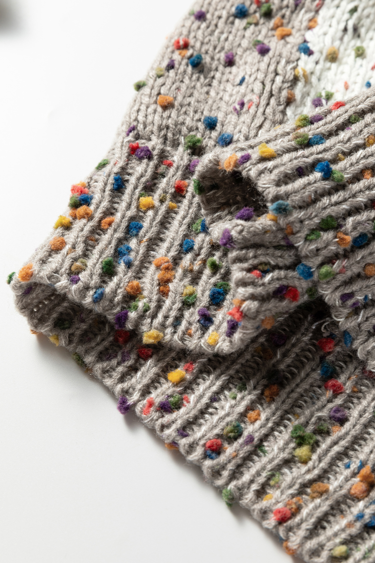 Brown Confetti Dot Checkered Print Open Cardigan with Pockets