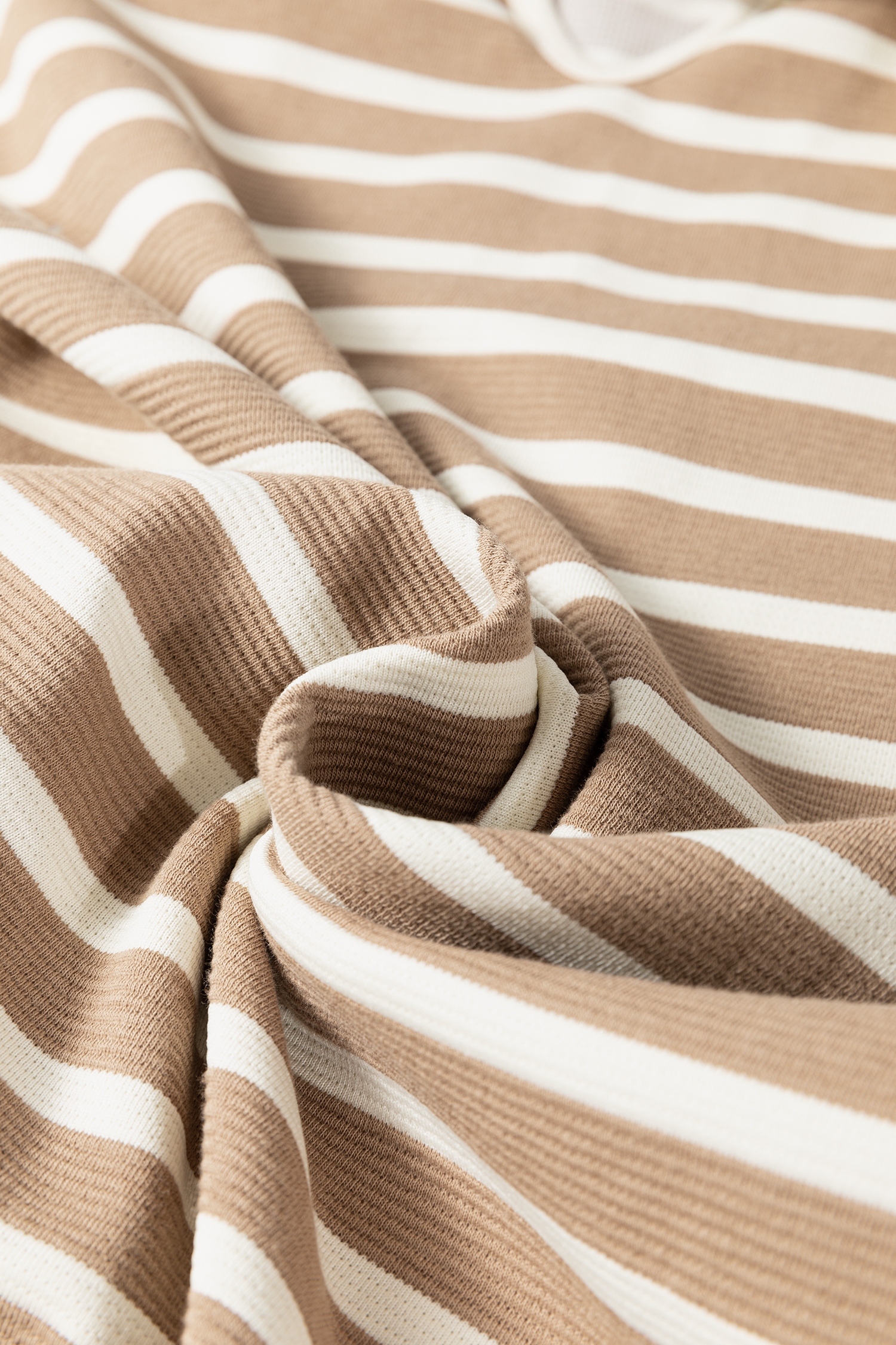 Khaki Stripe Tie V Neck Sleeveless Side Slit Midi Dress