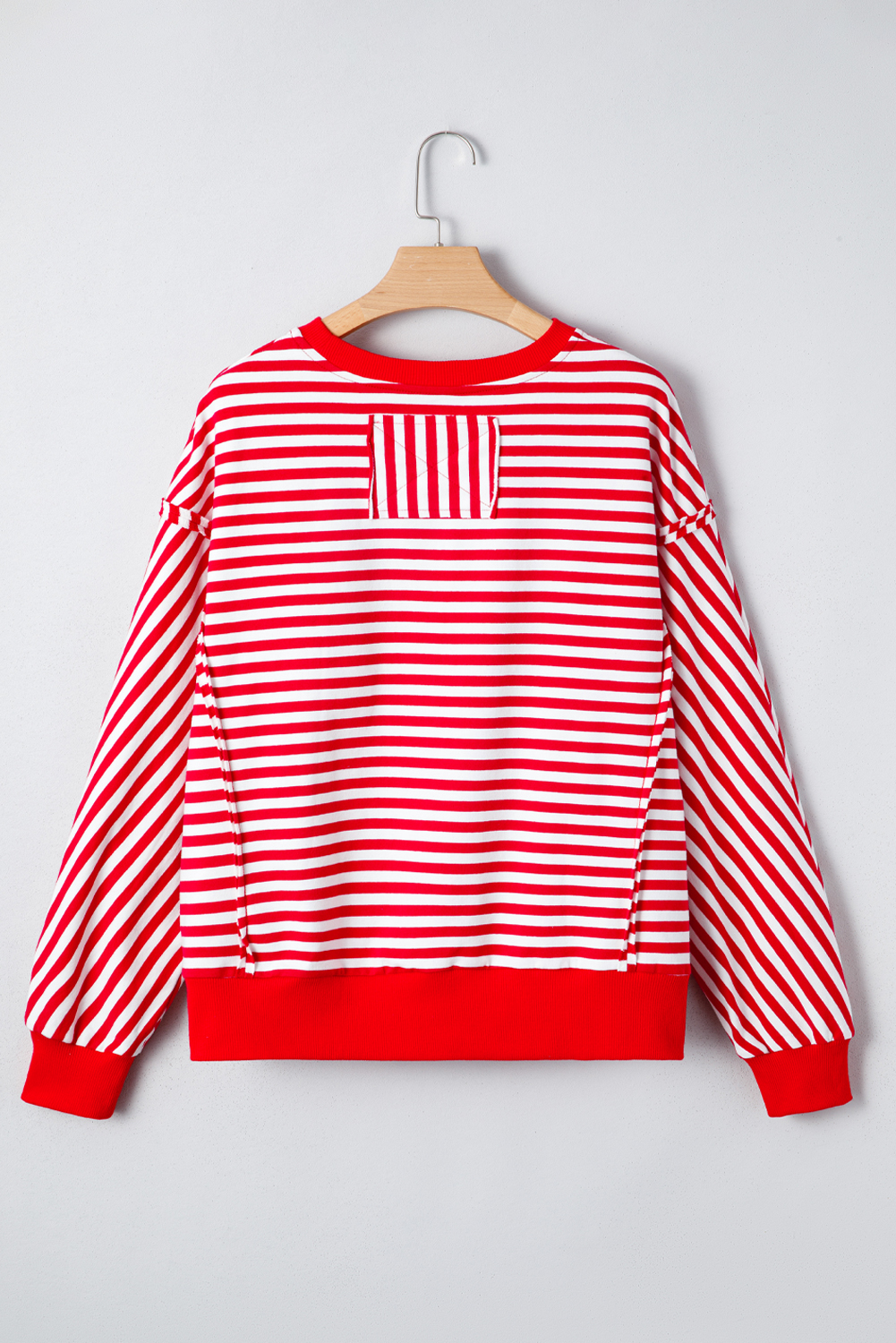 Red Stripe Holly Jolly Sequin Graphic Drop Shoulder Long Sleeve Top