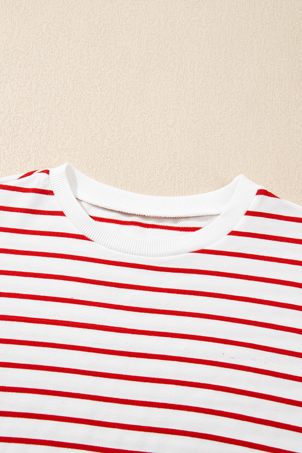 Burgundy Striped Long Sleeve Round Neck Loose Top