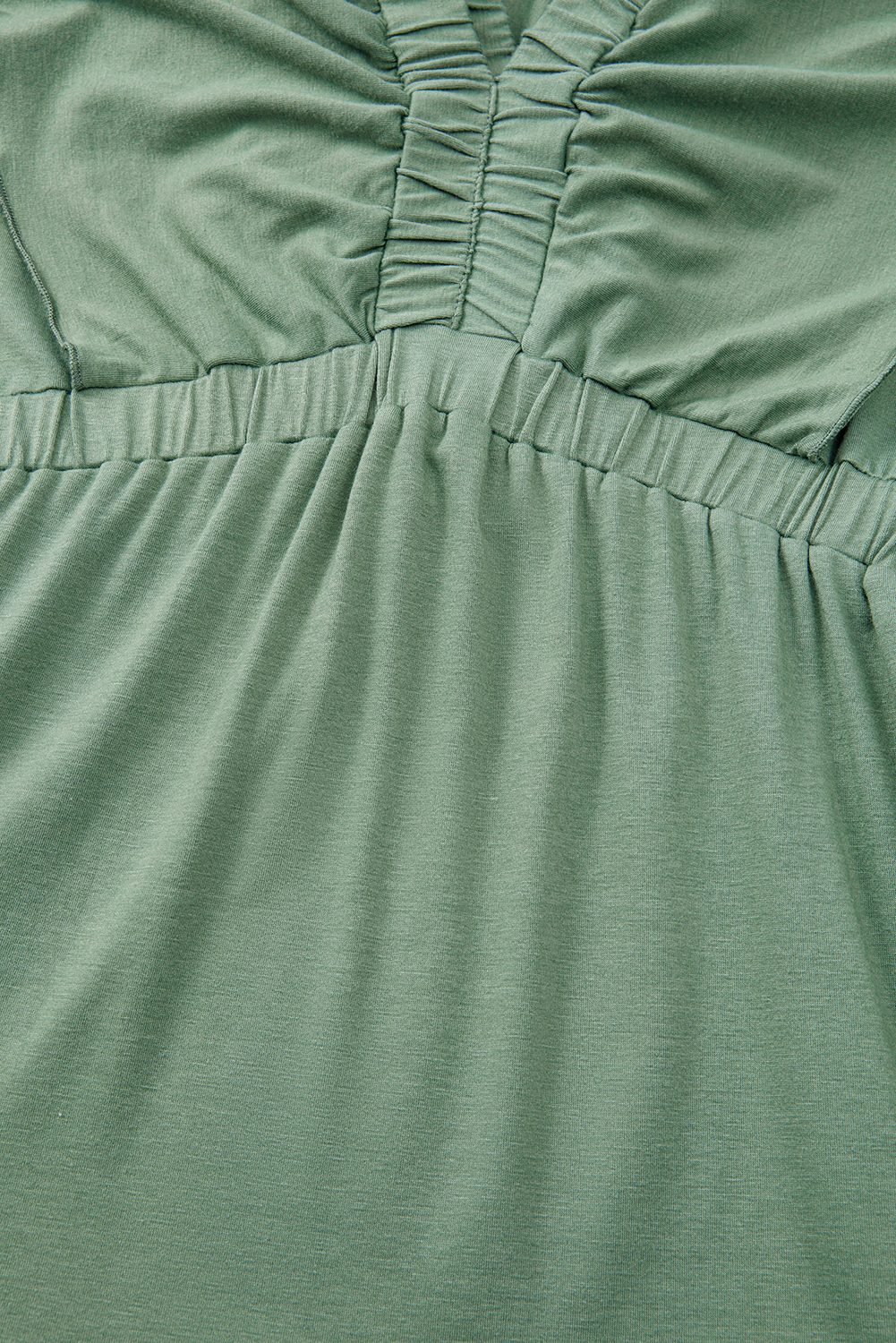 Grass Green Textured V Neck Flutter Sleeve Ruffled Maxi Dress