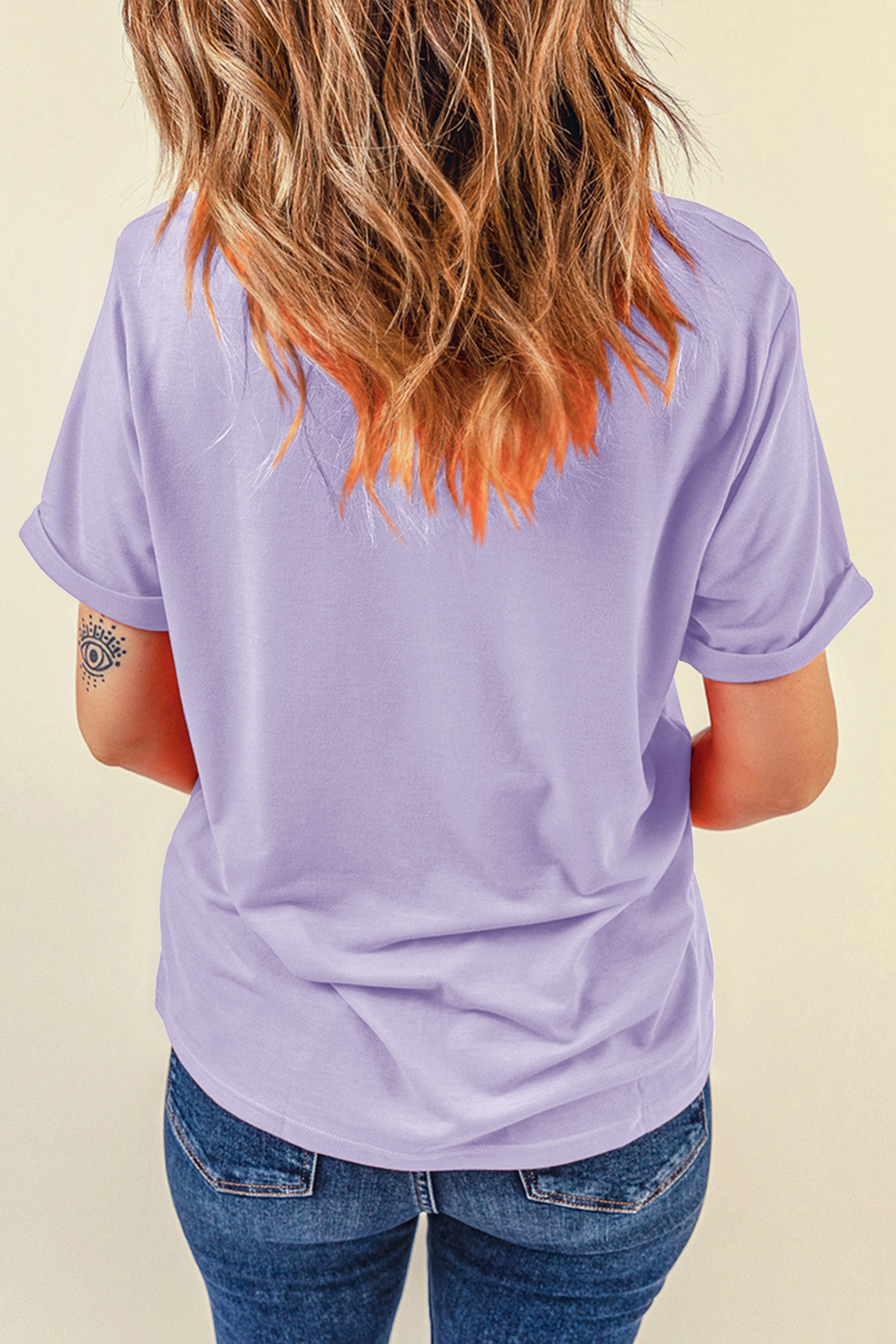 Khaki Casual Plain Crew Neck Tee