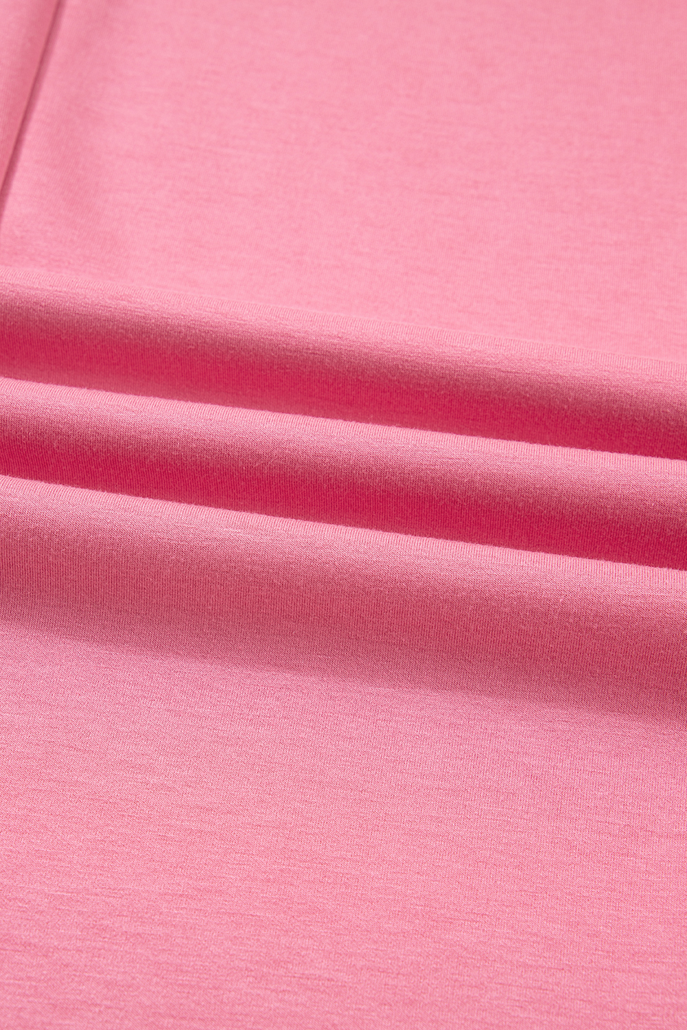 Pink Solid Color Zip Up Hoodie Drawstring Loose Pants Set