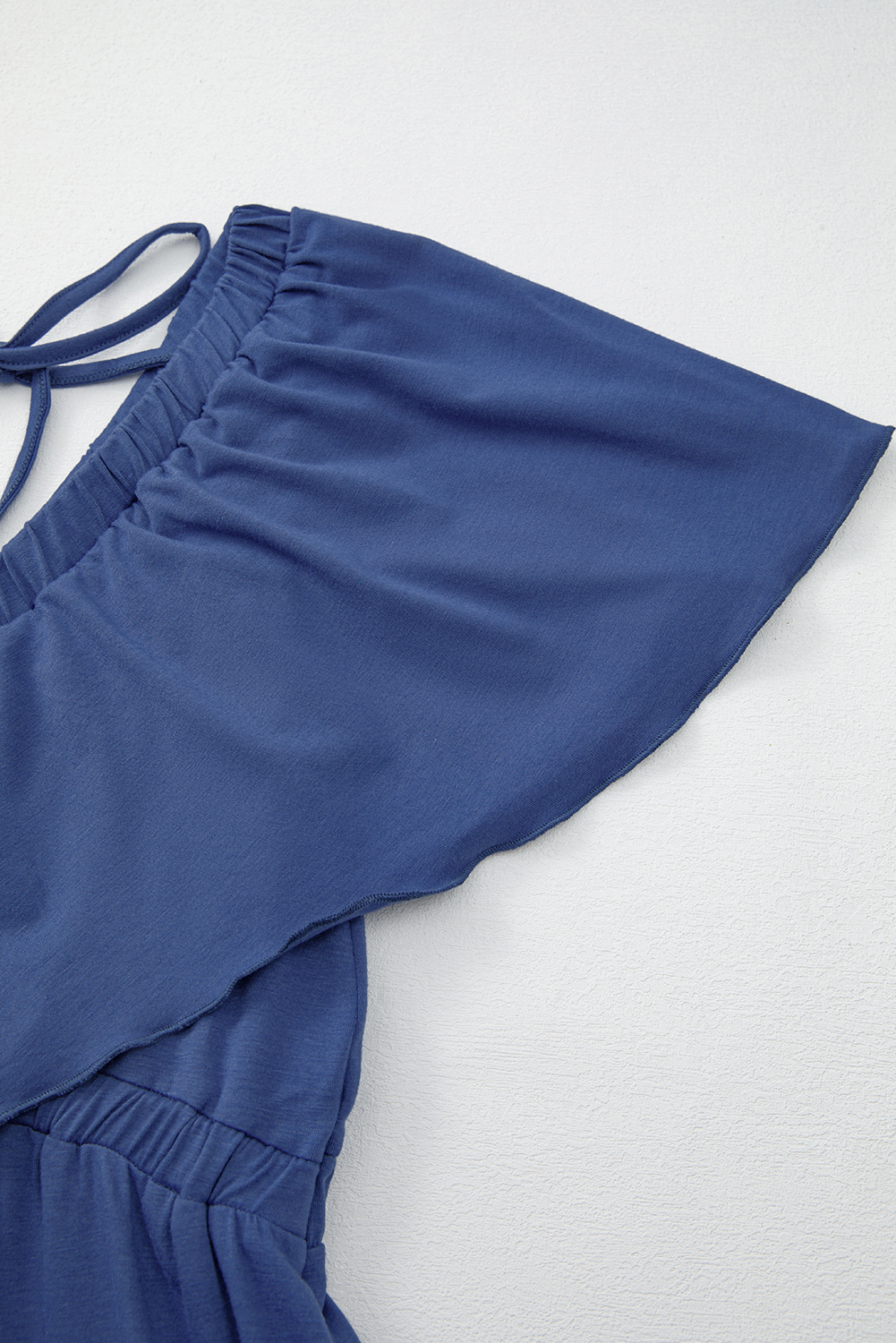 Grass Green Textured V Neck Flutter Sleeve Ruffled Maxi Dress