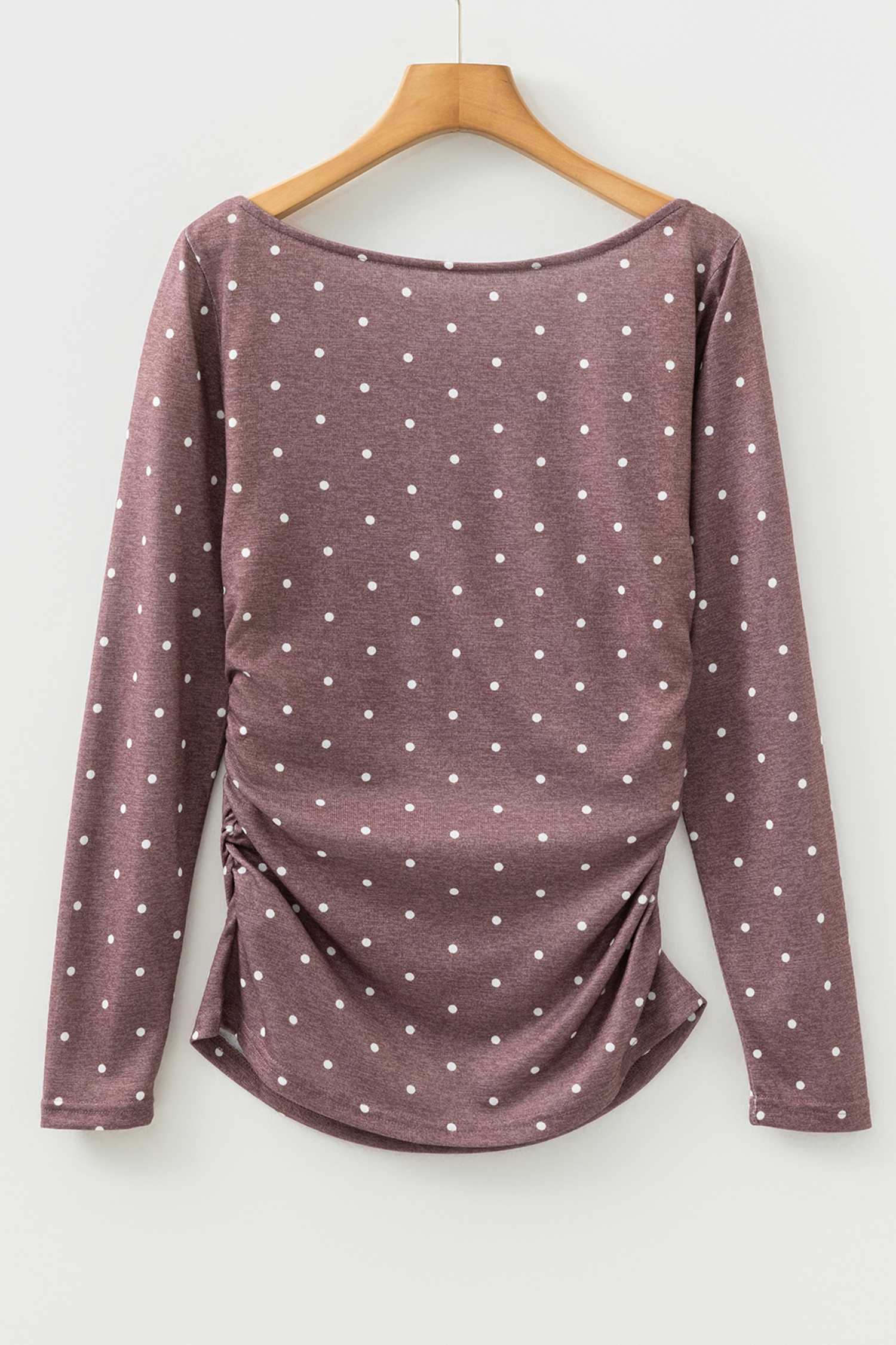 Jet Stream Polka Dot Boat Neck Knit Long Sleeve T Shirt