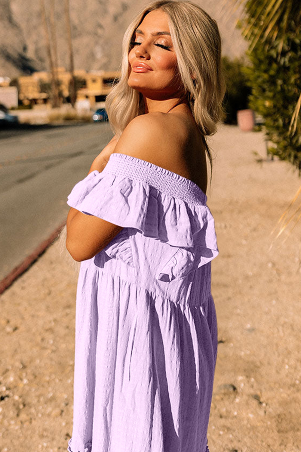 Sky Blue Ruffled Flutter Sleeve Square Neck Textured Tiered Maxi Dress