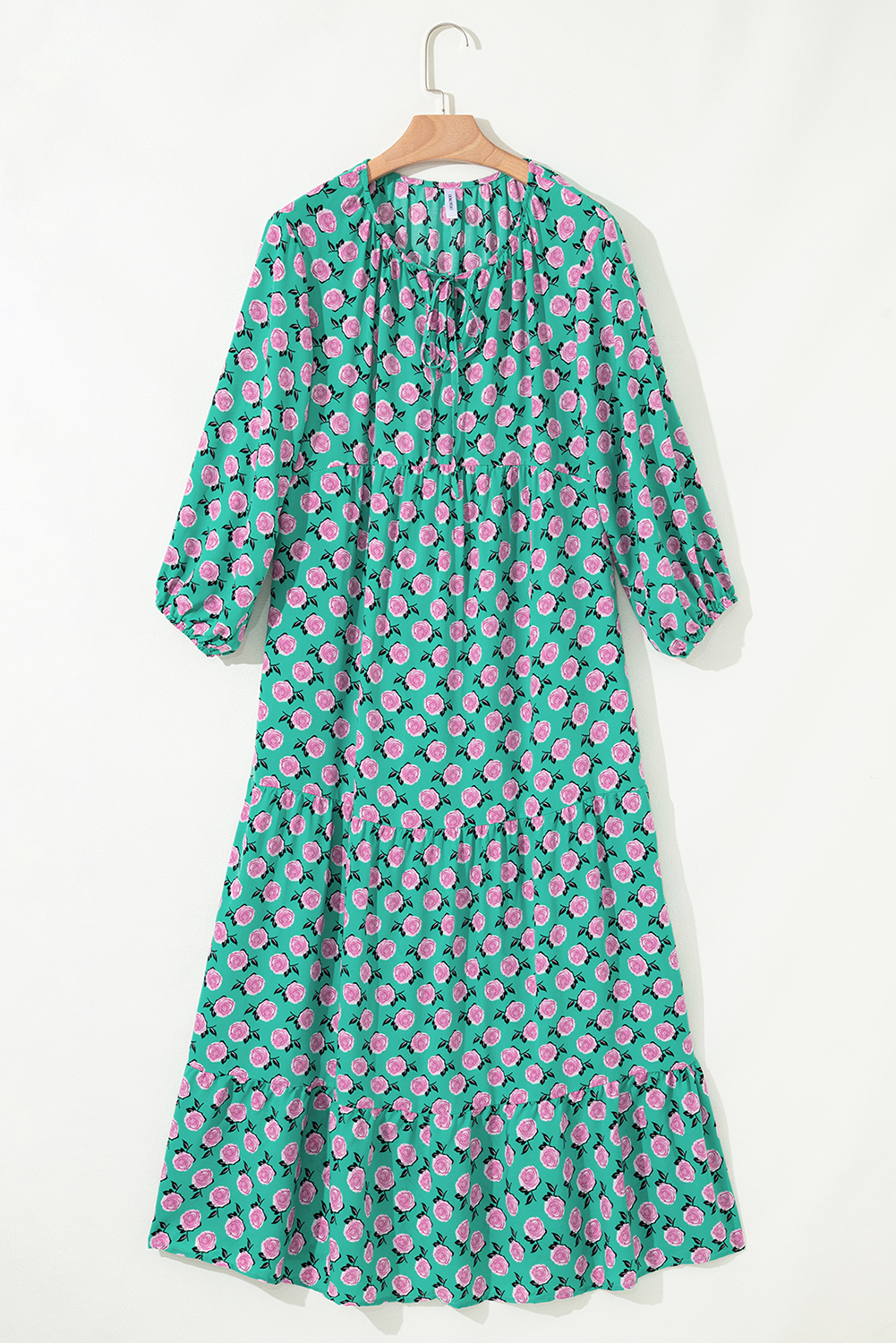 Sky Blue Boho Printed Half Sleeve Maxi Dress