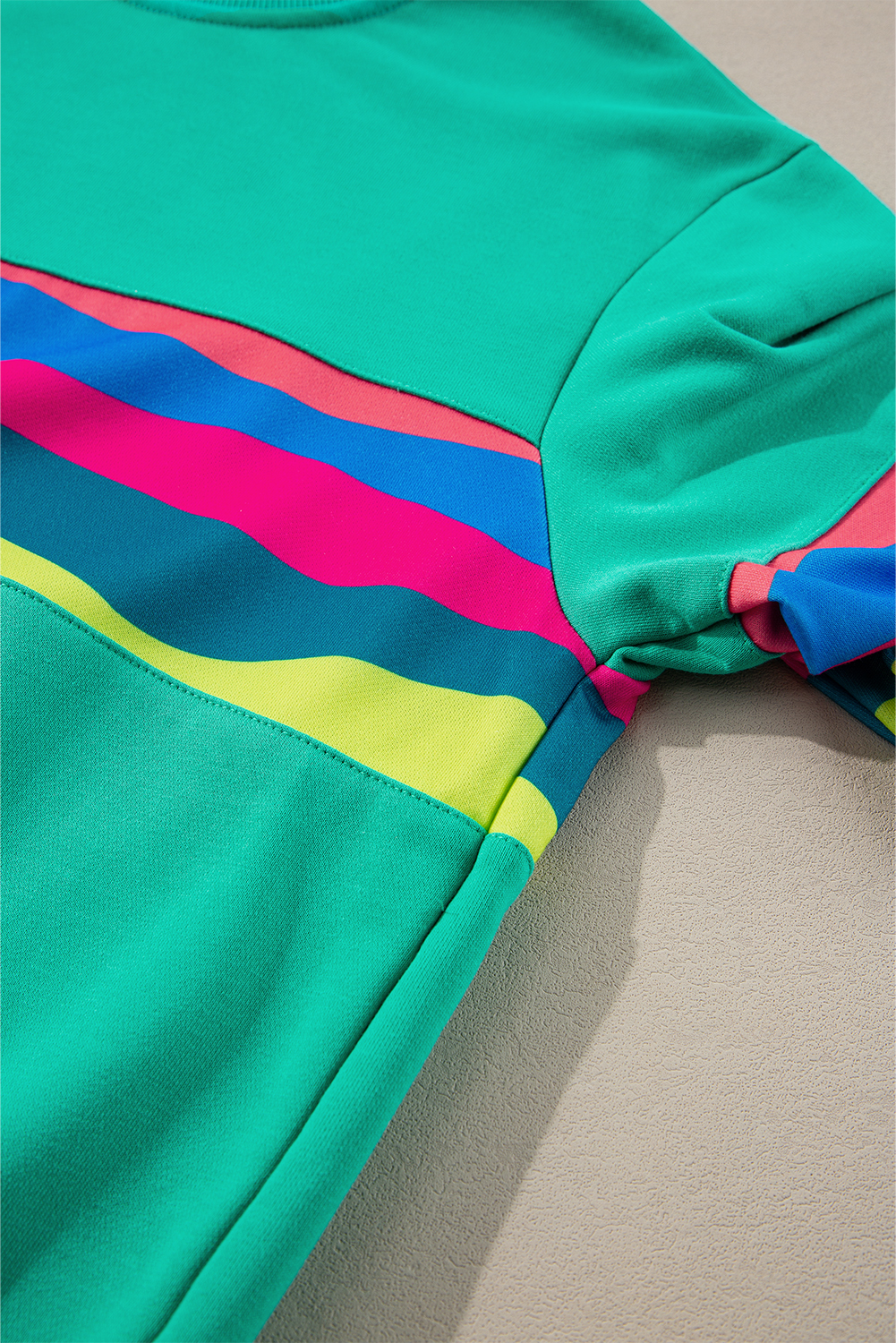 White Plus Size Colorful Striped Drop Shoulder Loose Sweatshirt