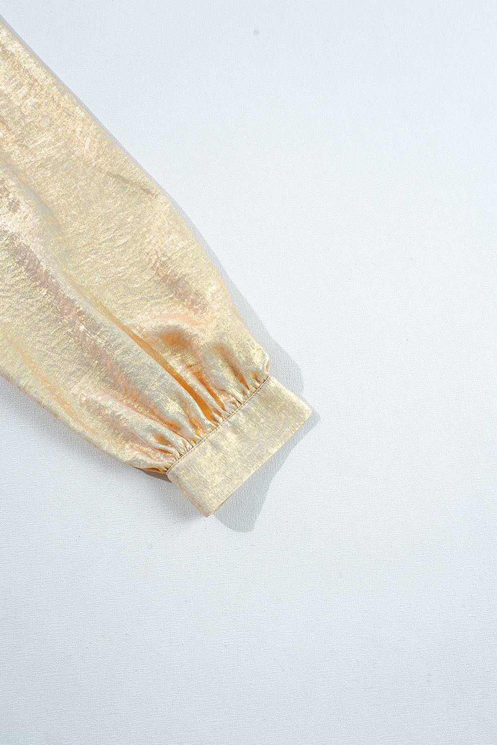 Pale Khaki Metallic Zip up Baseball Jacket