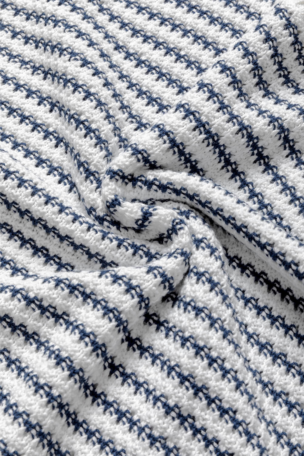 Blue Stripe Ribbed Trim Loose Fit Knitted Sweater Vest
