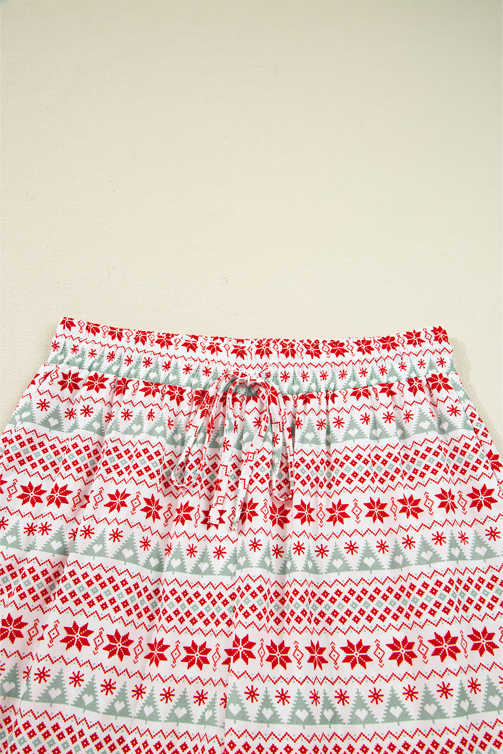 White Christmas Pattern Print Shirt Style Long 2pcs Pajama Set