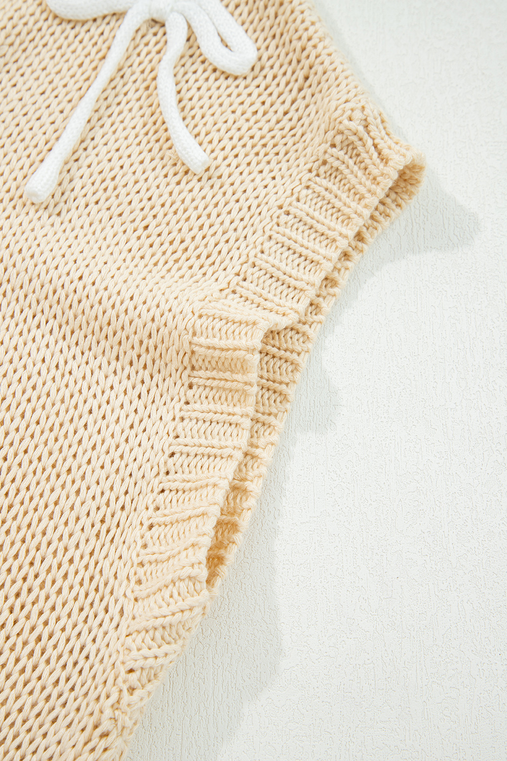 Light Grey Bowknot Applique Cap Sleeve Sweater